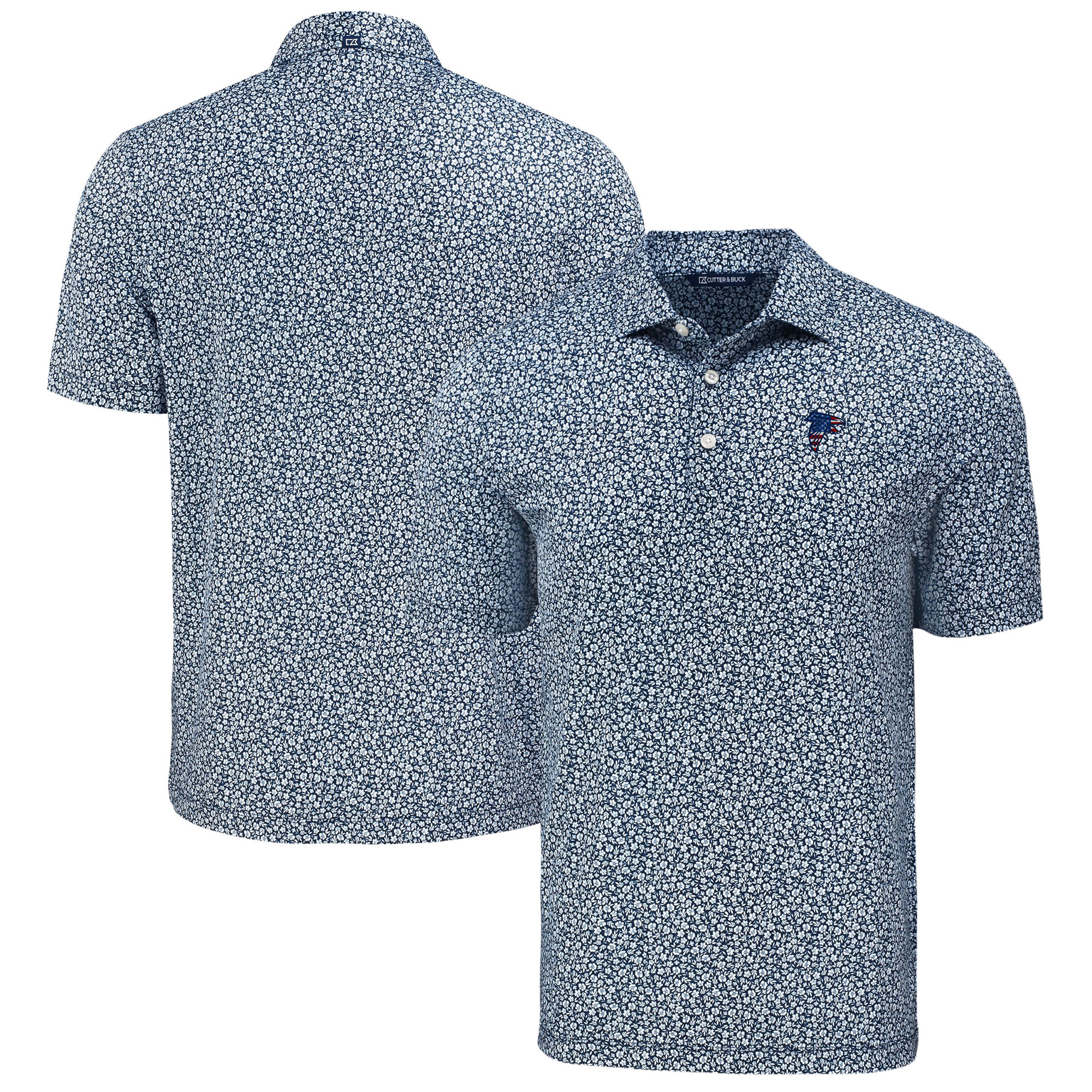 Men's Cutter & Buck Navy Atlanta Falcons Pike Eco Flora Print Polo