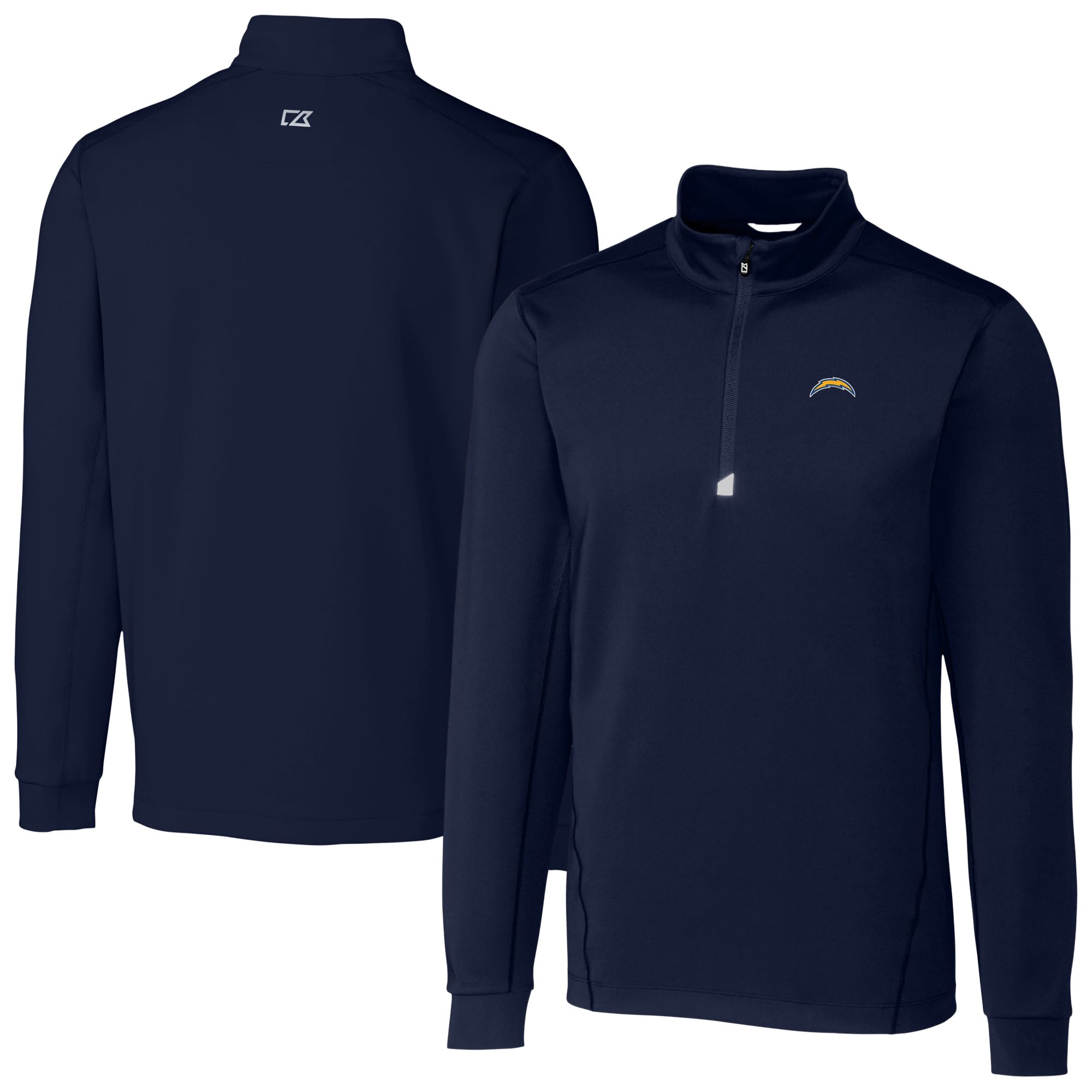 Men's Cutter & Buck Navy Los Angeles Chargers Big & Tall Traverse Stretch Quarter-Zip Top