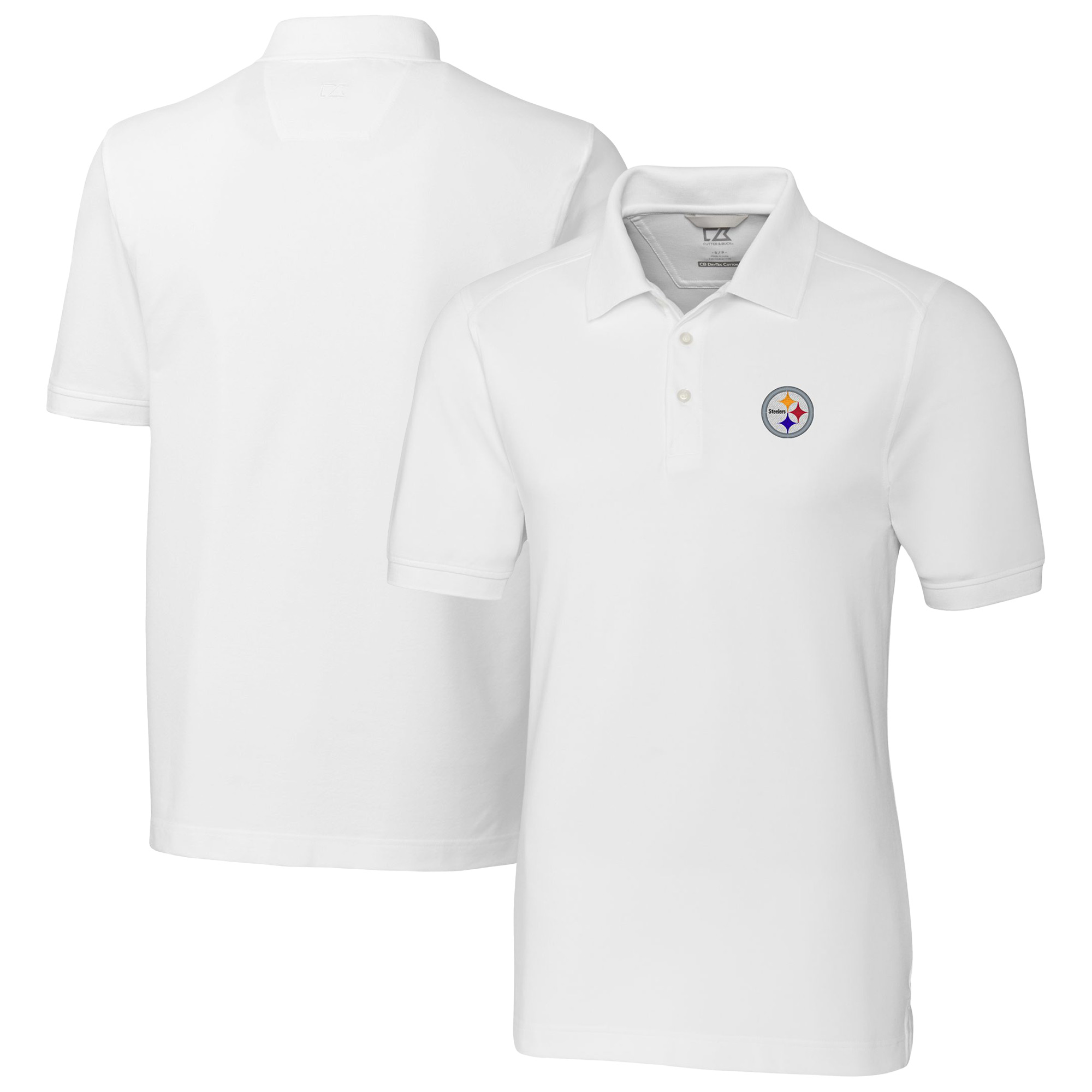 Men's Cutter & Buck White Pittsburgh Steelers Big & Tall Advantage Eco Pique DryTec Tri-Blend Polo