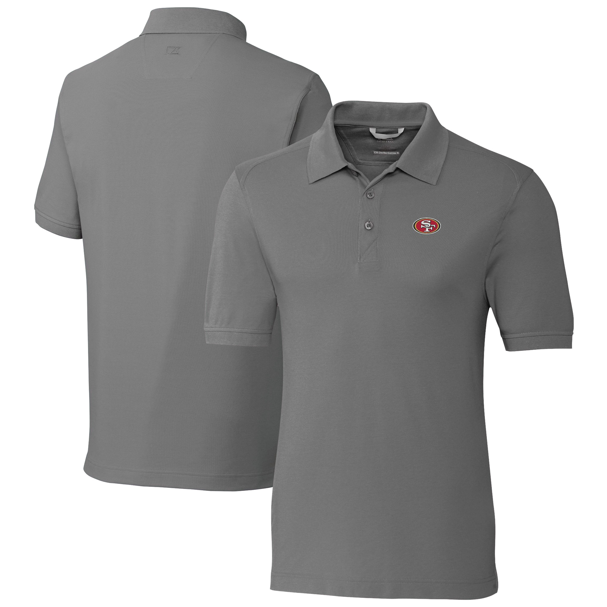 Men's Cutter & Buck Gray San Francisco 49ers Big & Tall Advantage Eco Pique DryTec Tri-Blend Polo