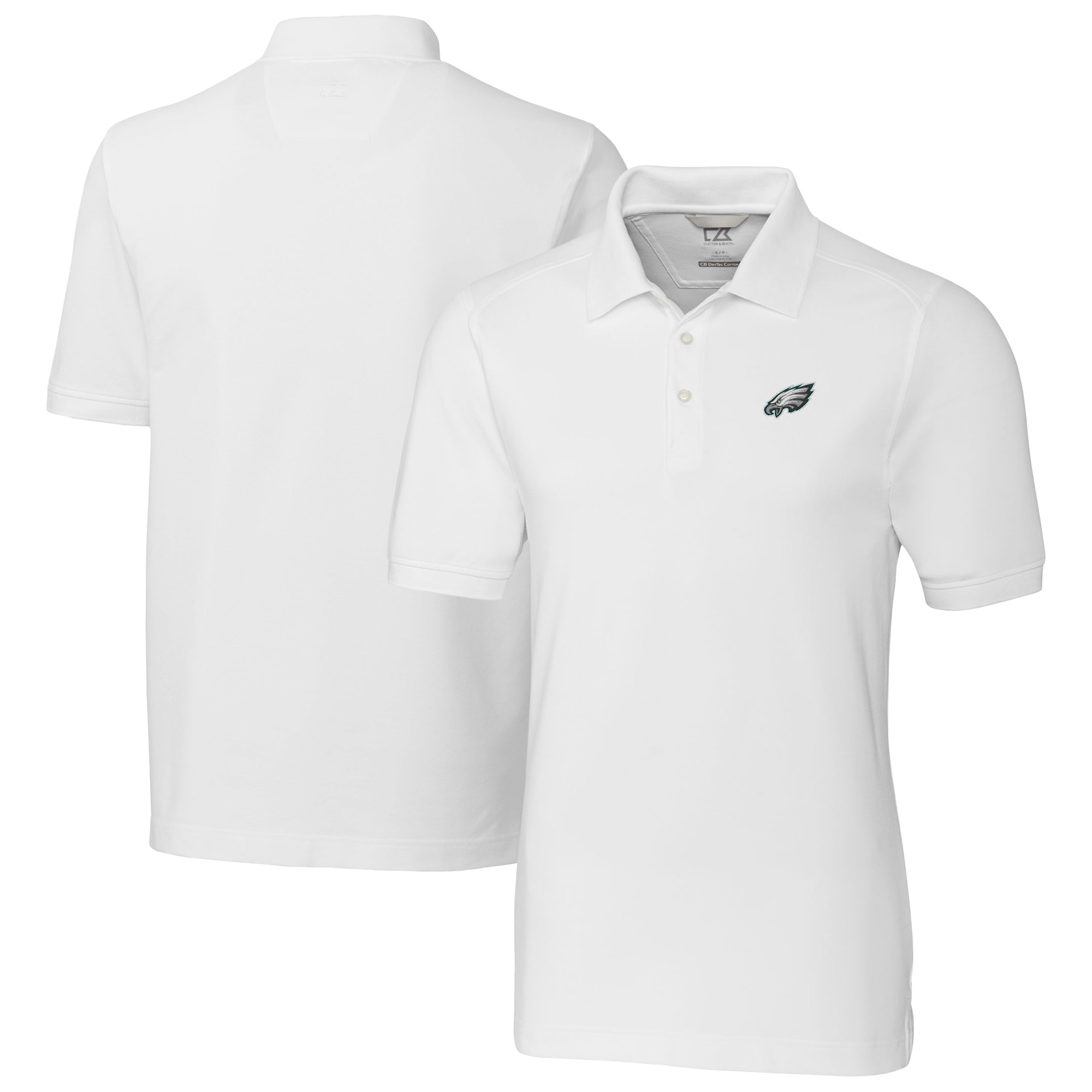 Men's Cutter & Buck White Philadelphia Eagles Big & Tall Advantage Eco Pique DryTec Tri-Blend Polo