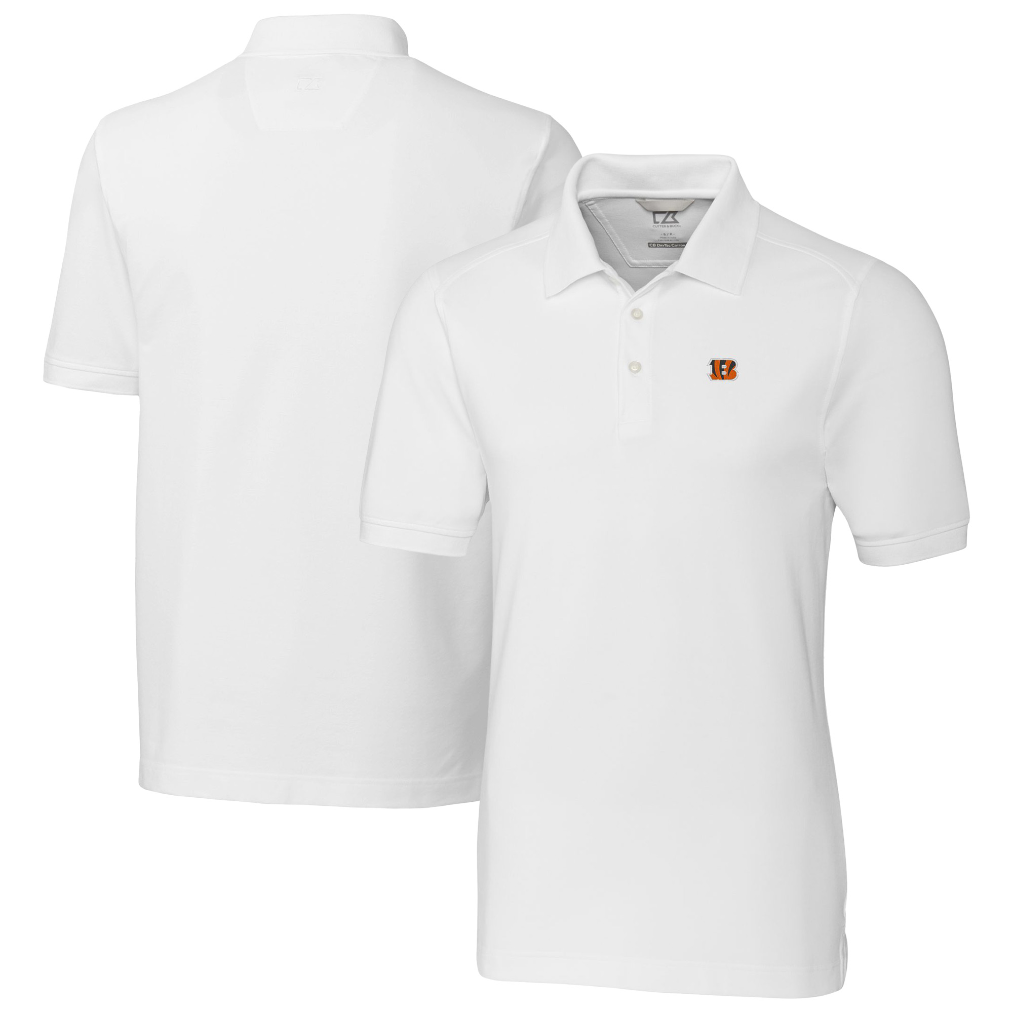 Men's Cutter & Buck White Cincinnati Bengals Big & Tall Advantage Eco Pique DryTec Tri-Blend Polo