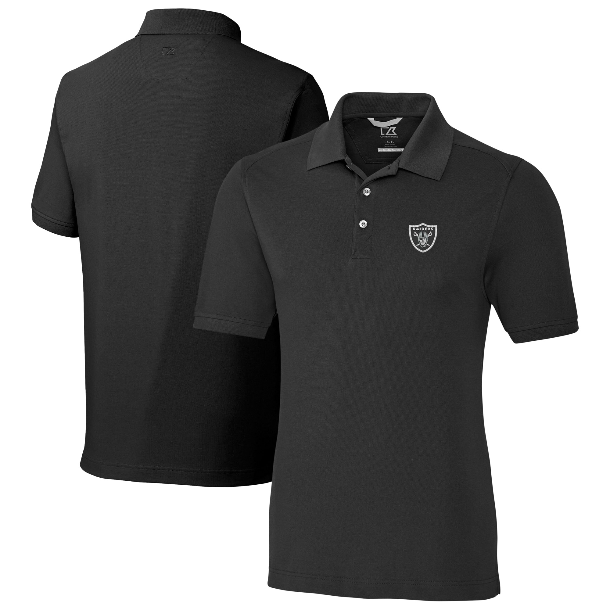 Men's Cutter & Buck Black Las Vegas Raiders Big & Tall Advantage Eco Pique DryTec Tri-Blend Polo