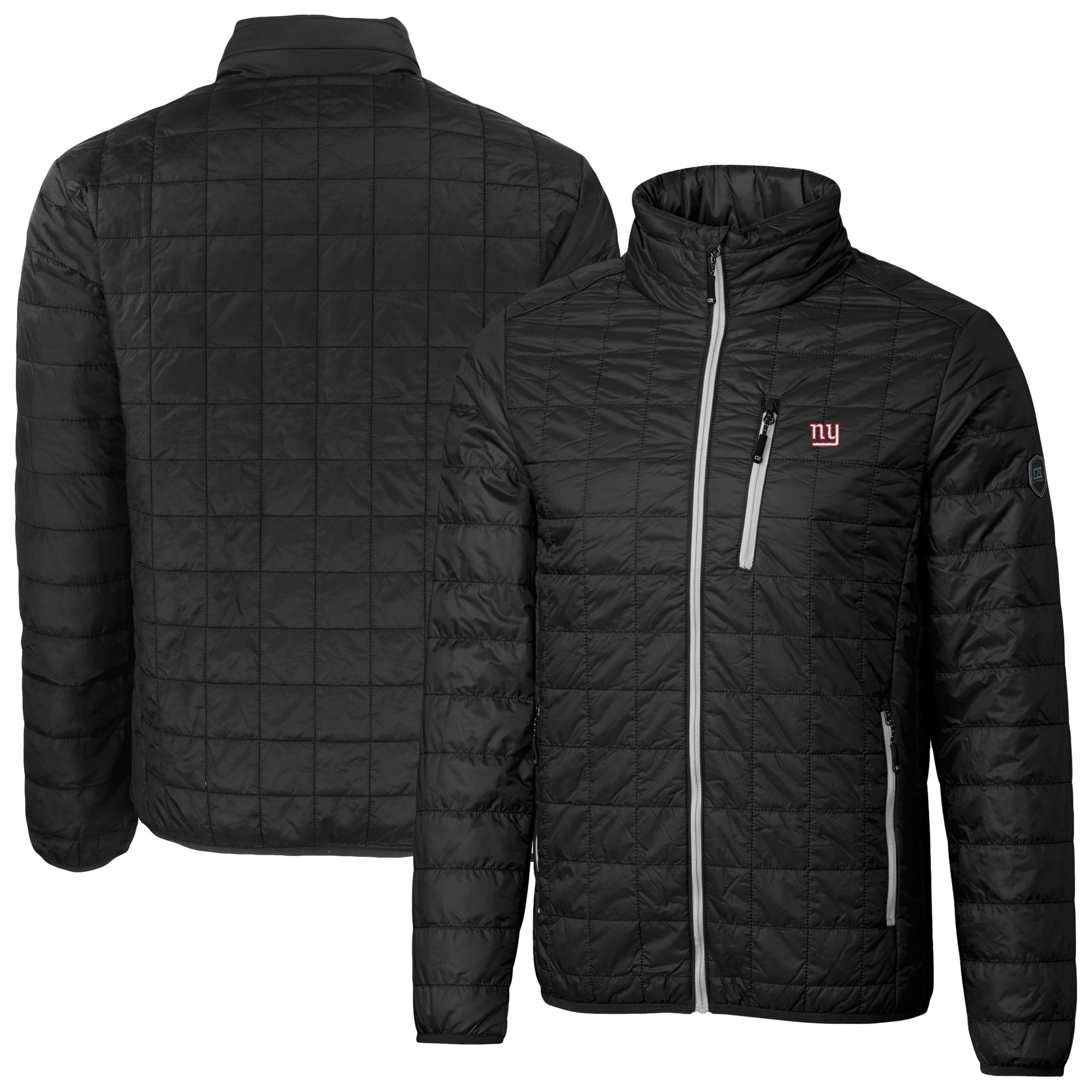 Men's Cutter & Buck Black New York Giants Big & Tall Rainier PrimaLoft Eco Insulated Full-Zip Puffer Jacket