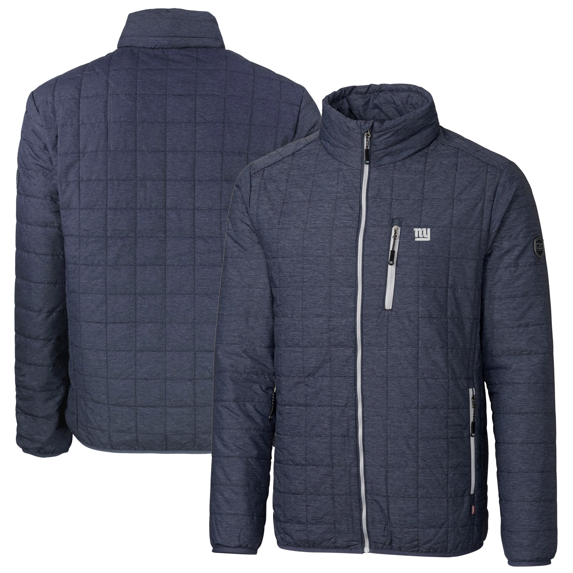 Men's Cutter & Buck Anthracite New York Giants Big & Tall Rainier PrimaLoft Eco Insulated Full-Zip Puffer Jacket