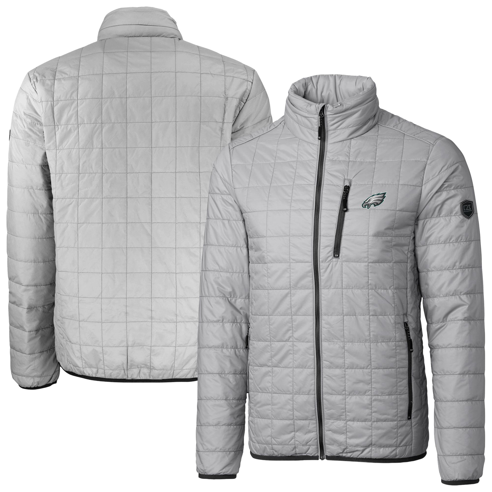 Men's Cutter & Buck Gray Philadelphia Eagles Big & Tall Rainier Eco Insulated PrimaLoft Full-Zip Puffer Jacket