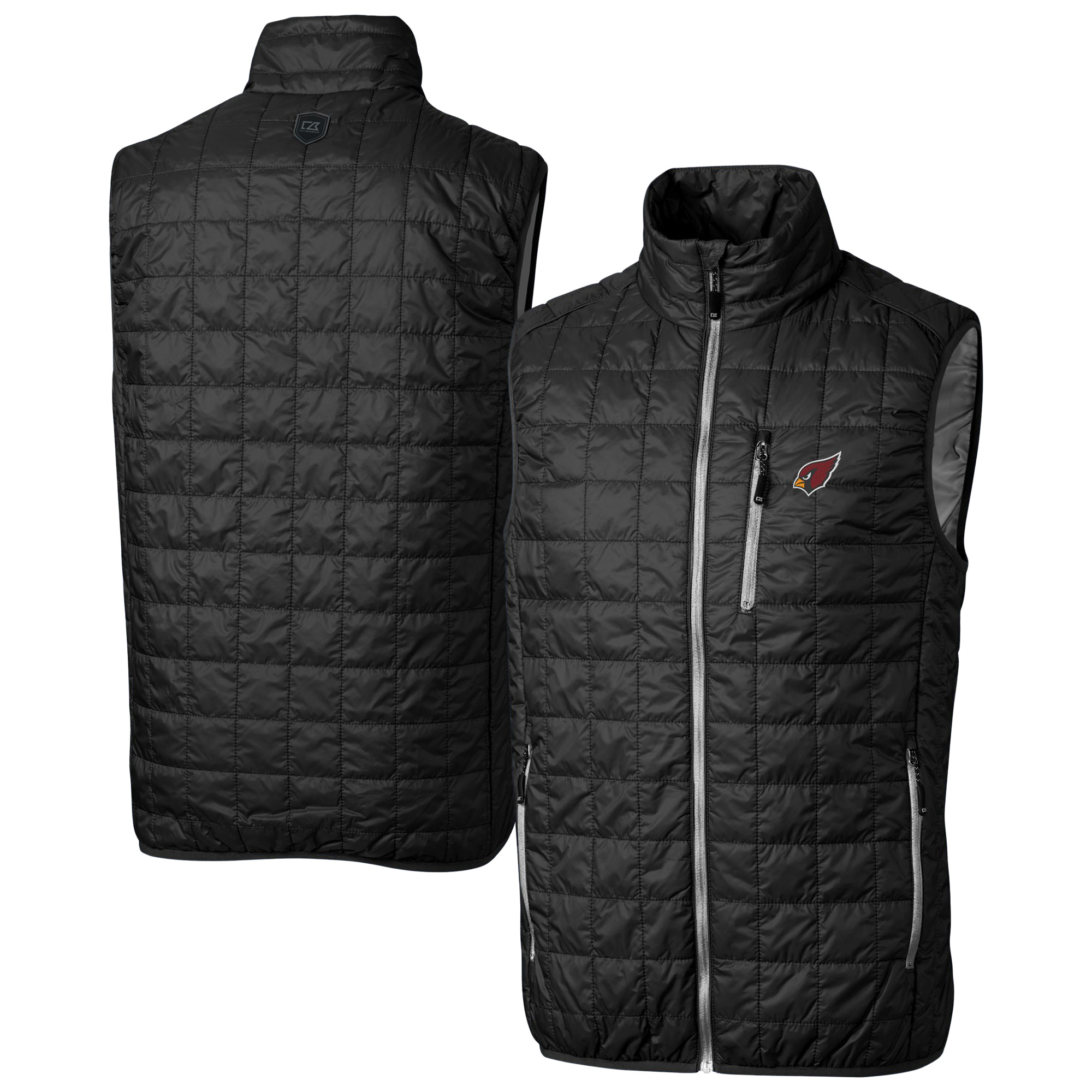 Men's Cutter & Buck Black Arizona Cardinals Big & Tall Rainier PrimaLoft® Eco Insulated Full-Zip Puffer Vest