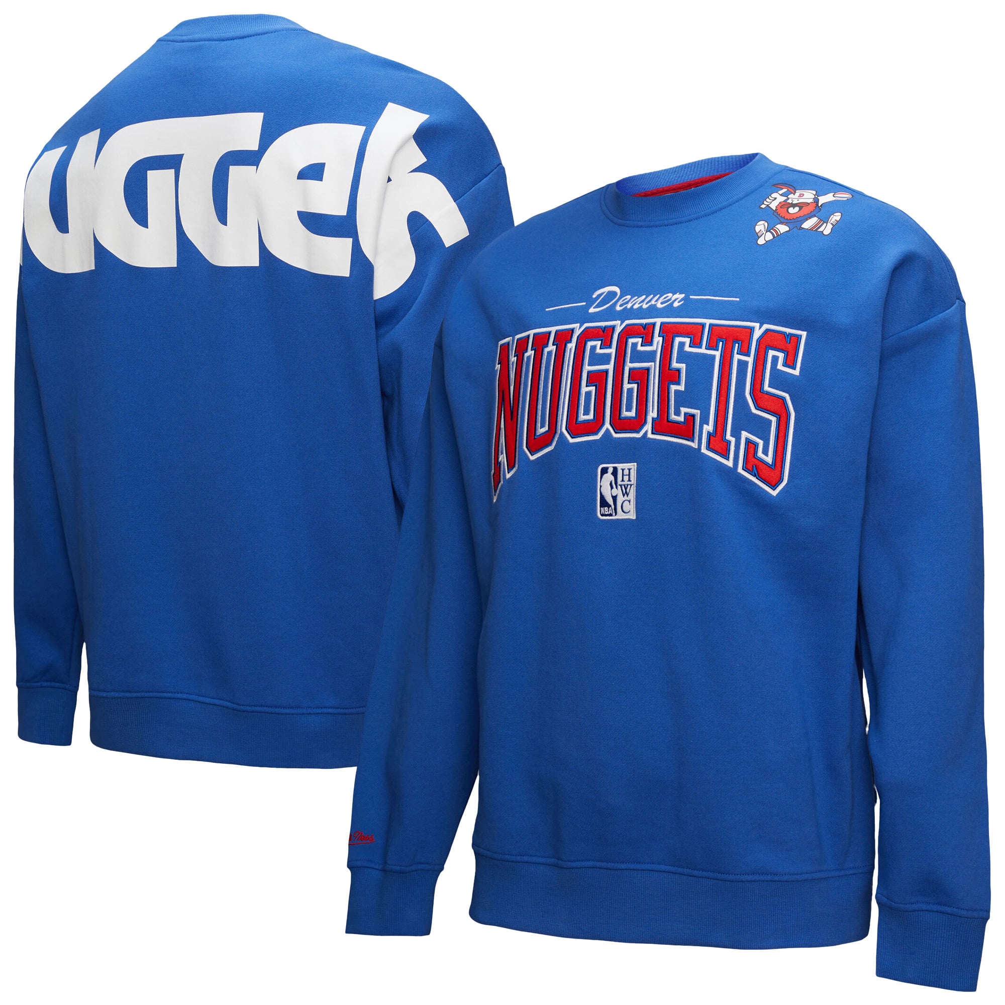 Men's Mitchell & Ness Royal Denver Nuggets Hardwood Classics There & Back 2.0 Vintage Pullover Sweatshirt