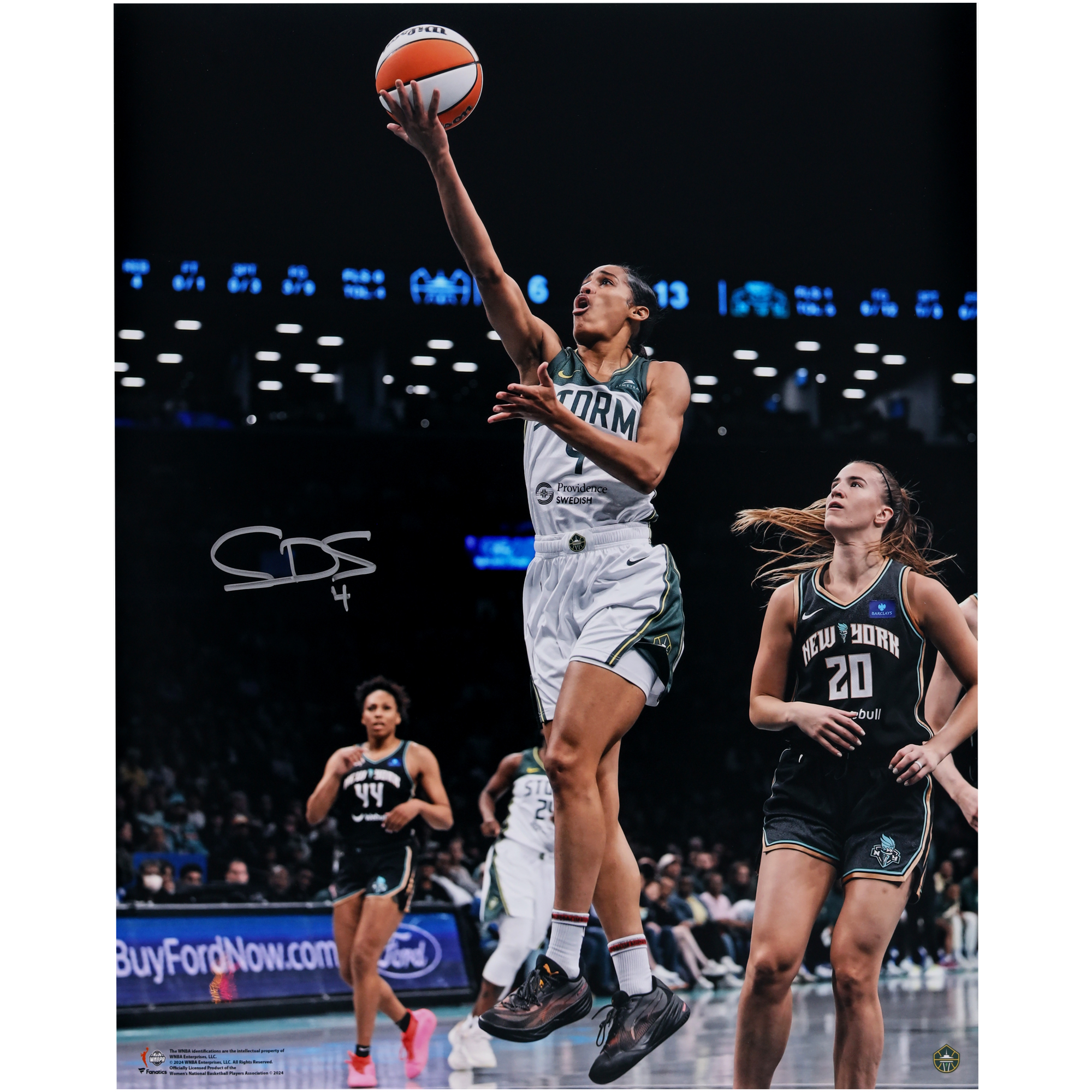 Skylar Diggins-Smith Seattle Storm Autographed 16" x 20" Layup vs. New York Liberty Photograph