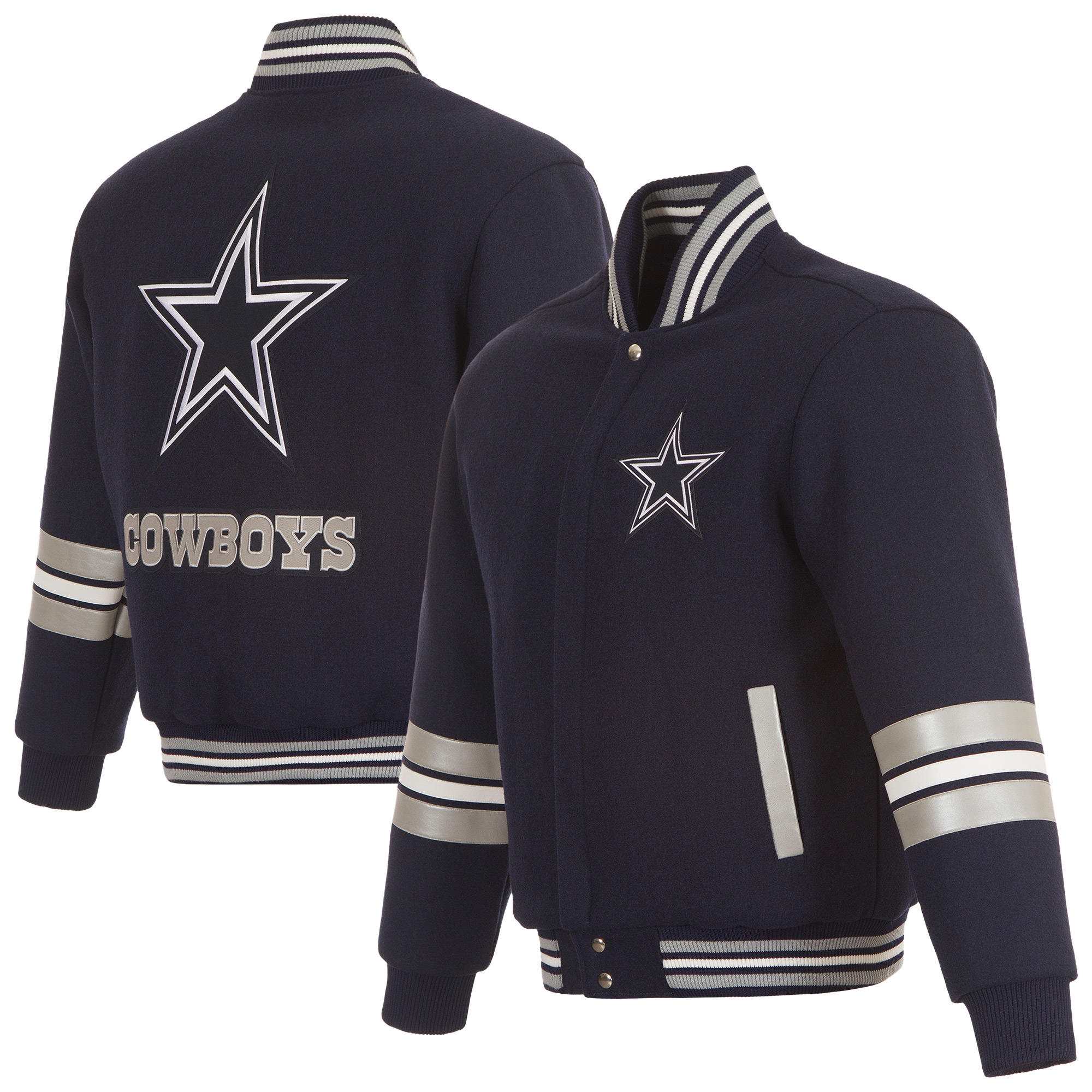 Men's JH Design Navy Dallas Cowboys Full-Zip Varsity Jacket