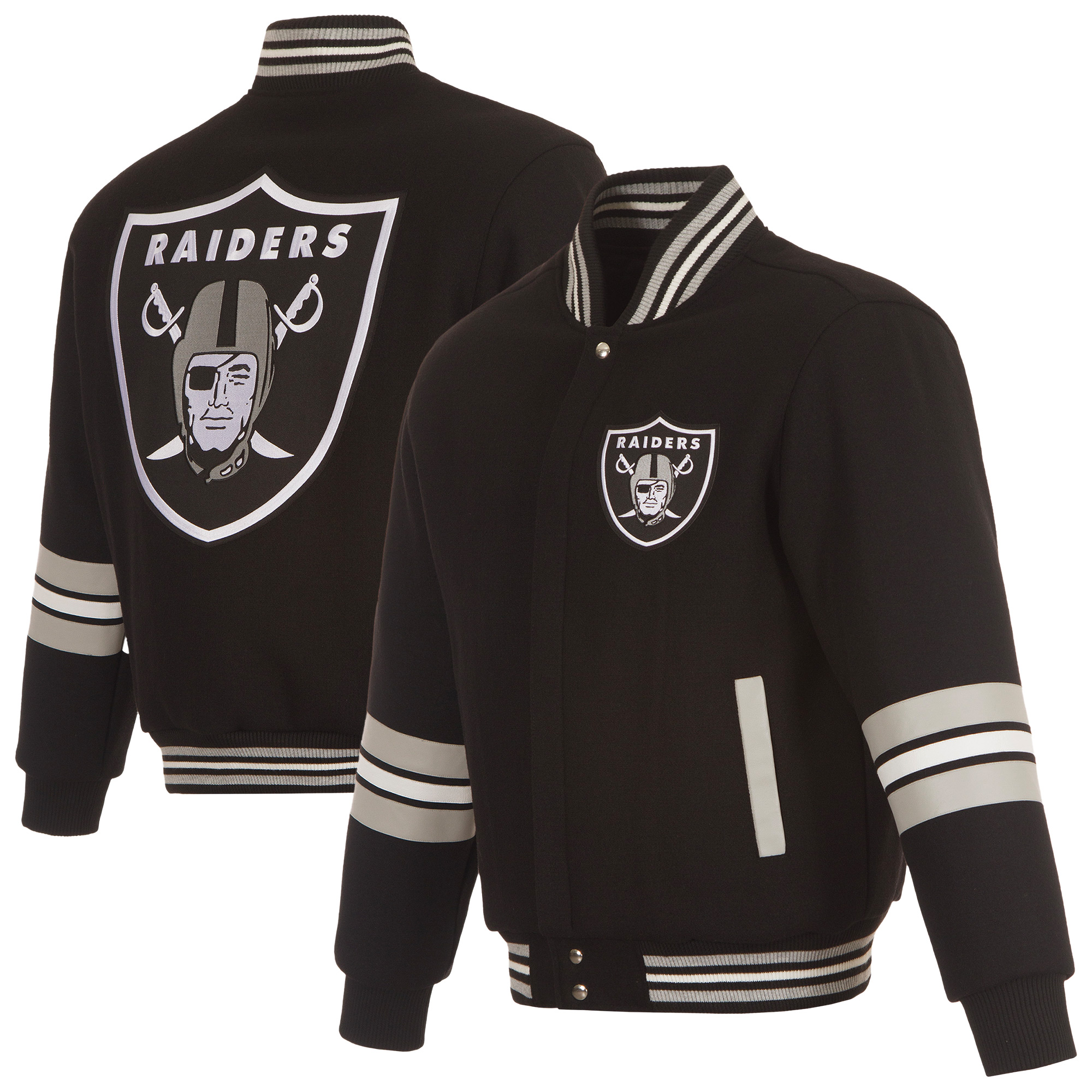 Men's JH Design Black Las Vegas Raiders Full-Zip Varsity Jacket