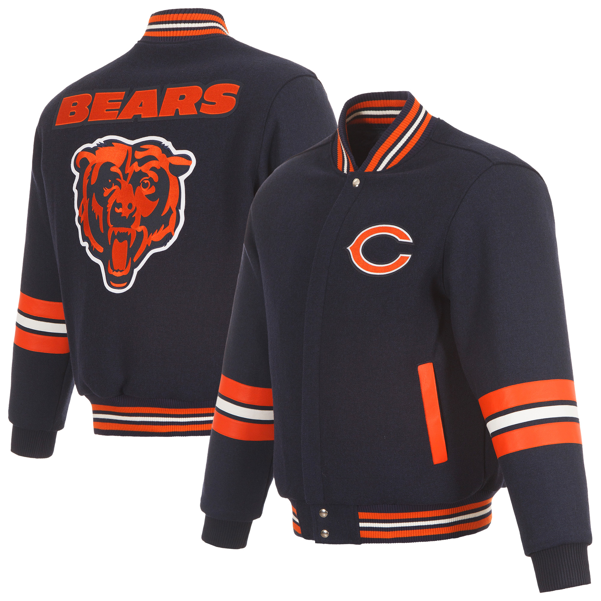 Men's JH Design Navy Chicago Bears Full-Zip Varsity Jacket