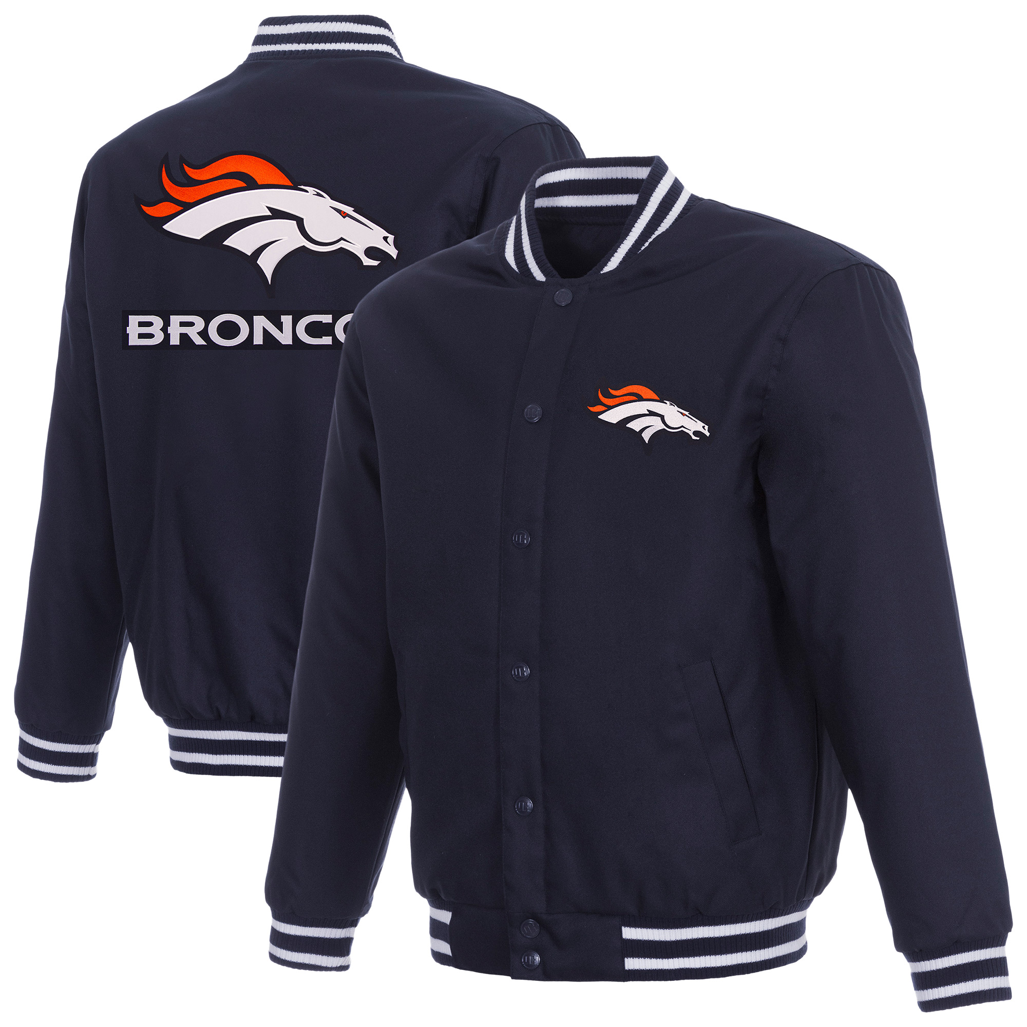Men's JH Design Navy Denver Broncos Twill Full-Zip Jacket
