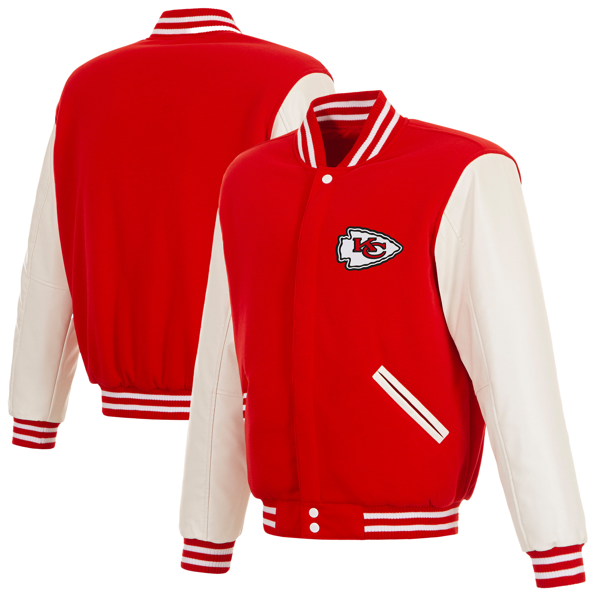 Men's JH Design Red Kansas City Chiefs Wool Full-Zip Jacket