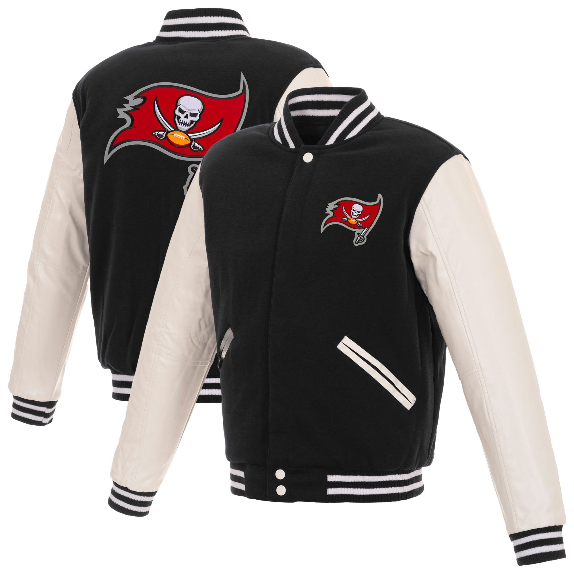 Men's JH Design Black Tampa Bay Buccaneers Reversible Fleece Full-Zip Jacket