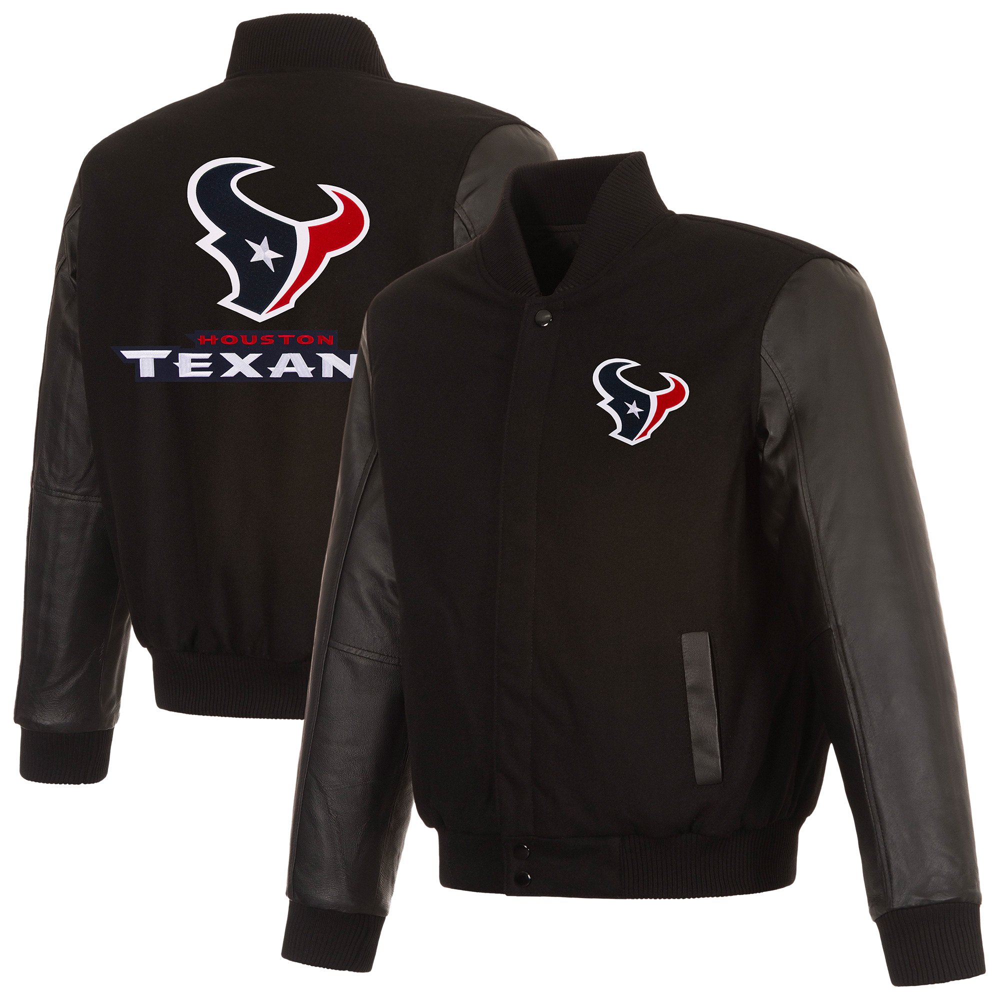 Men's JH Design Black Houston Texans Wool Full-Zip Jacket