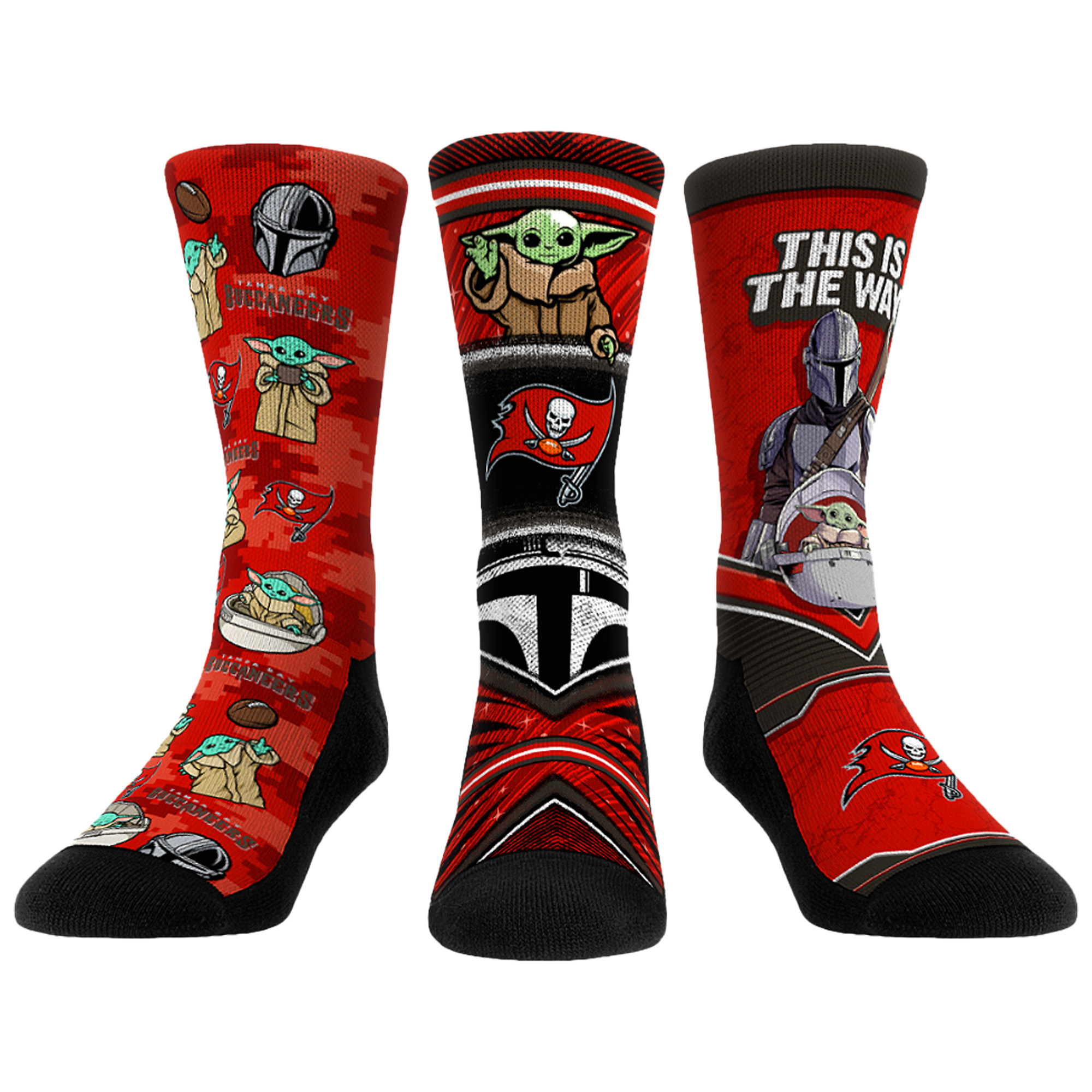 Unisex Rock Em Tampa Bay Buccaneers 3-Pack Mandalorian Crew Socks
