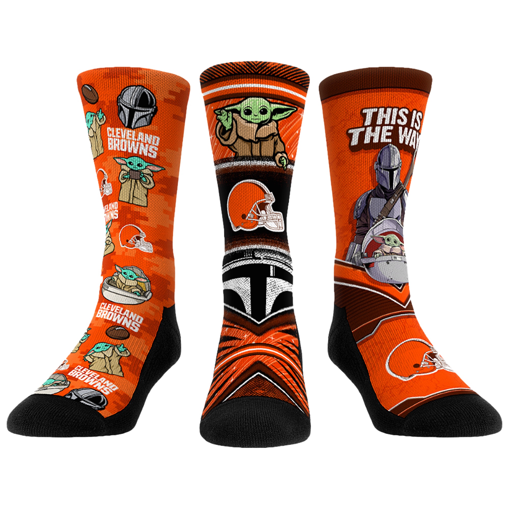Unisex Rock Em Cleveland Browns 3-Pack Mandalorian Crew Socks