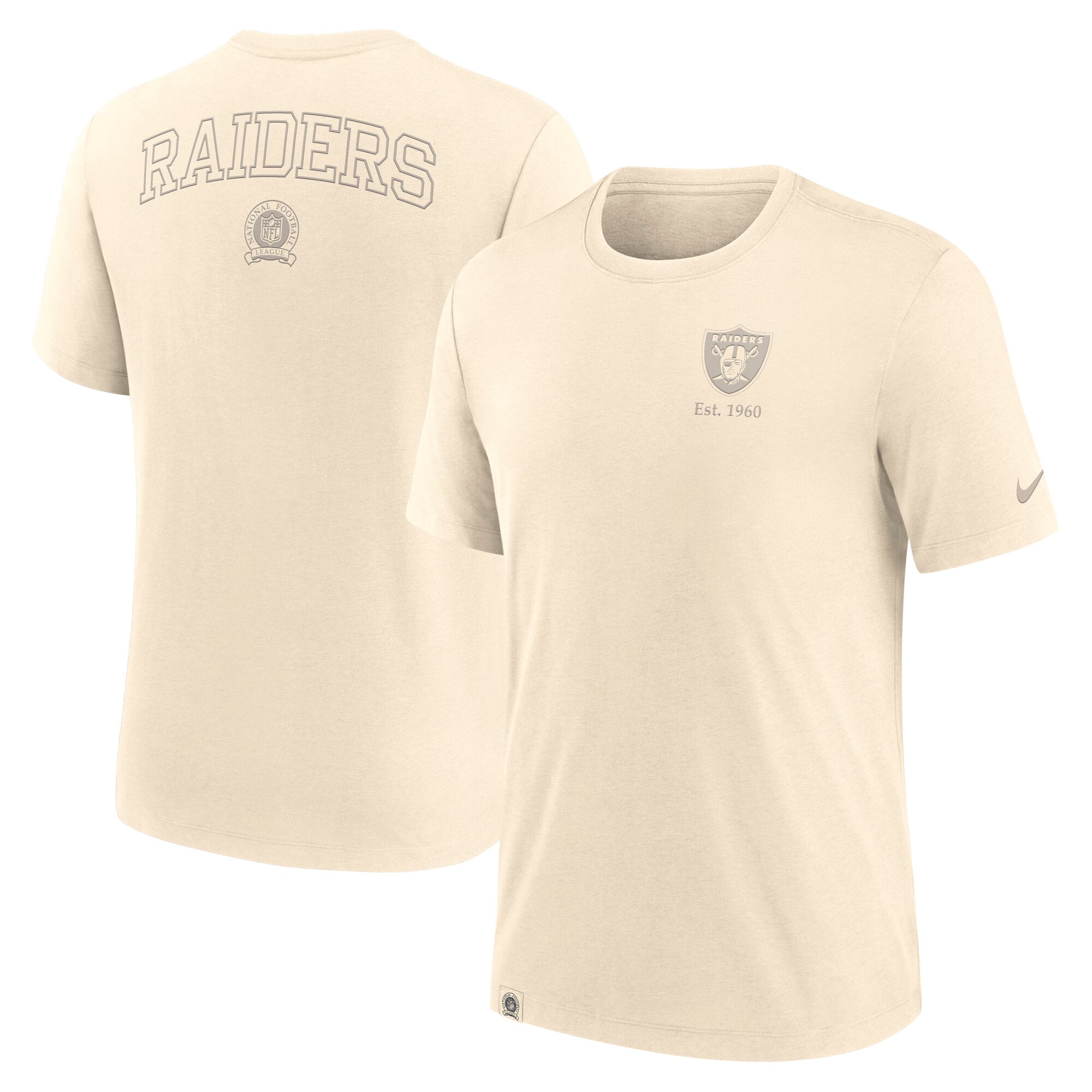 Men’s Nike Cream Las Vegas Raiders Glory Tri-Blend T-Shirt Men’s Nike Cream Las Vegas Raiders Glory Tri-Blend T-Shirt