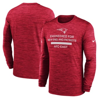 Men's Nike Red New England Patriots Sideline Velocity Dri-FIT Long Sleeve T-Shirt