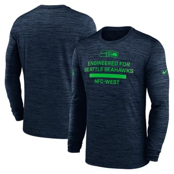 Men's Nike College Navy Seattle Seahawks Sideline Velocity Dri-FIT Long Sleeve T-Shirt