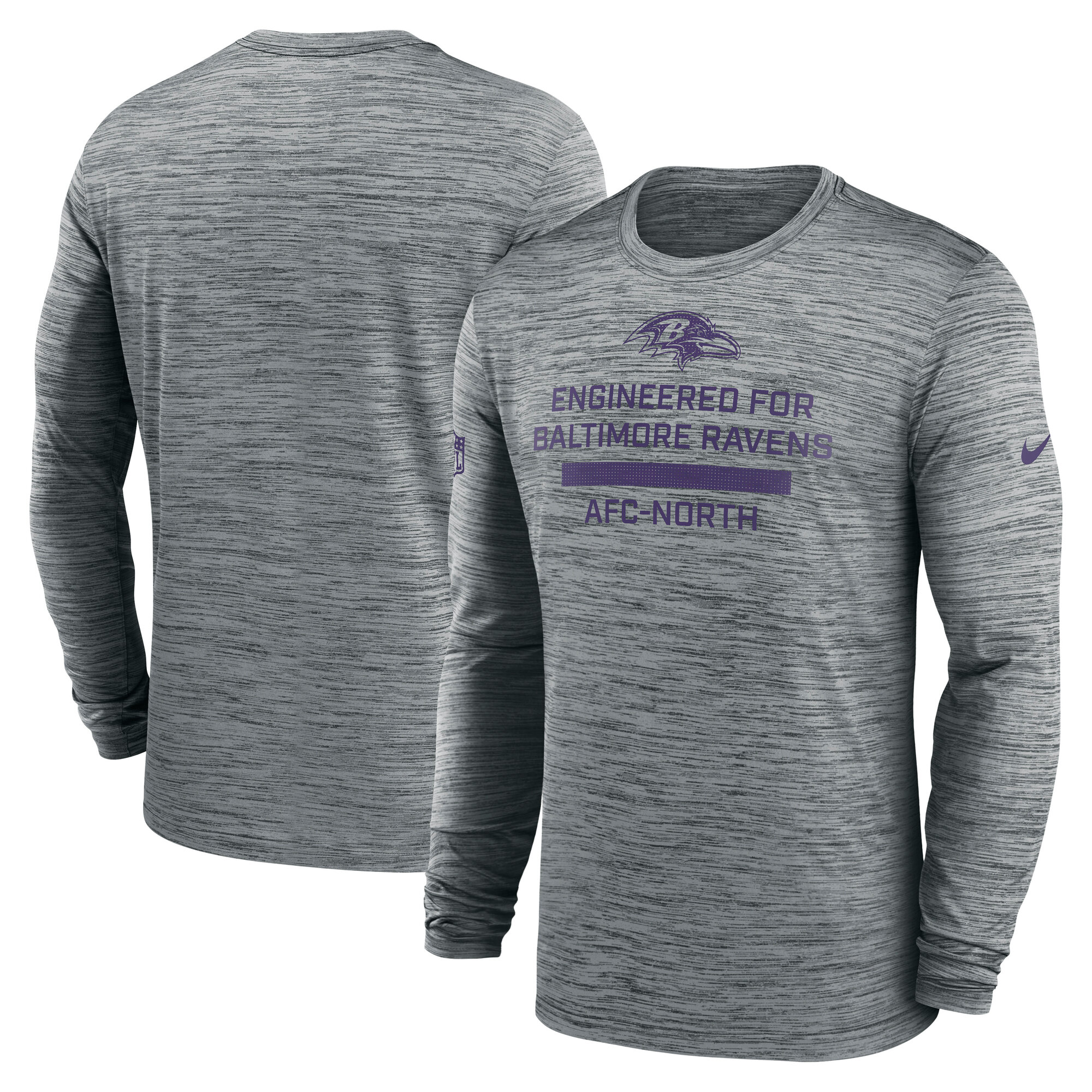 Men's Nike Gray Baltimore Ravens Sideline Velocity Dri-FIT Long Sleeve T-Shirt