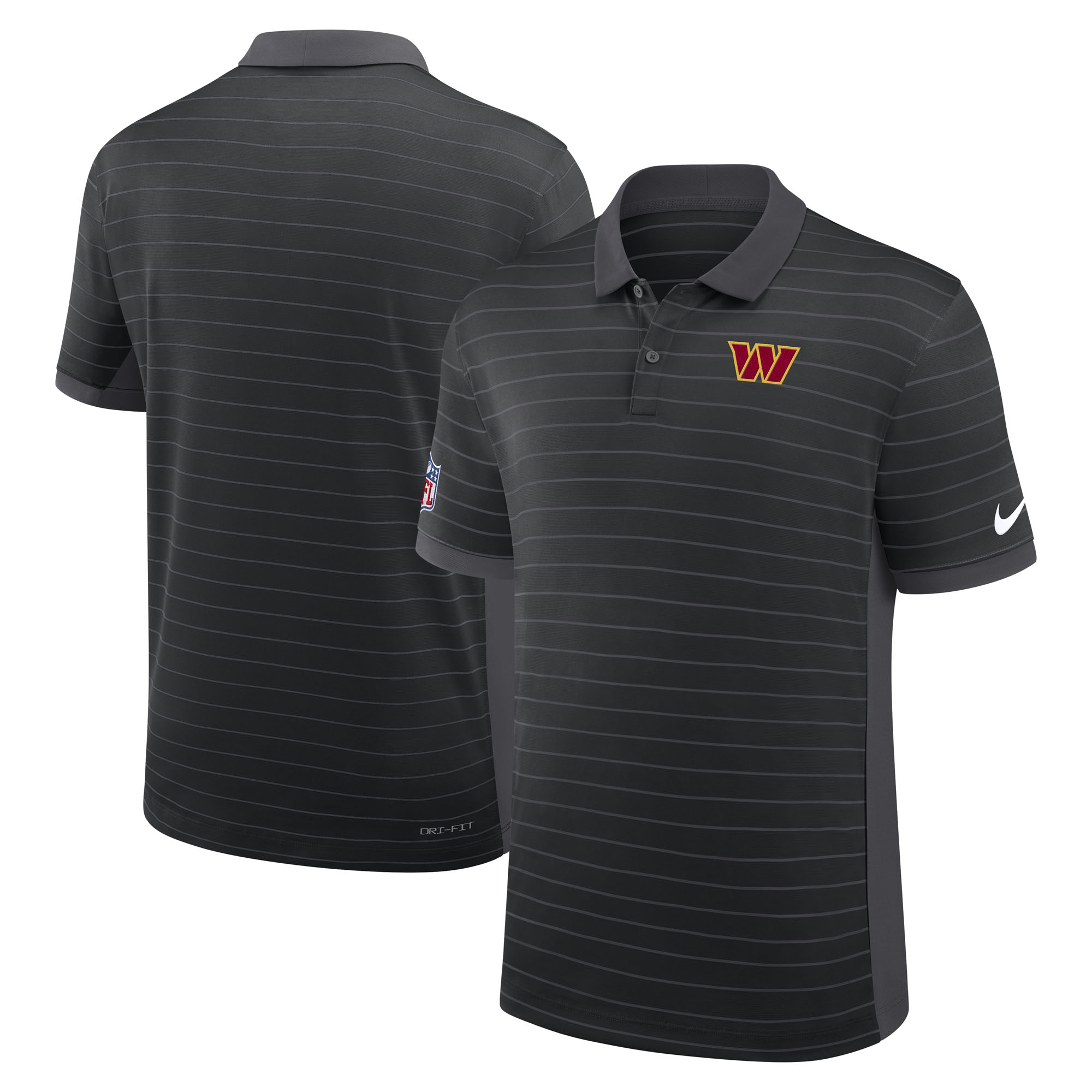 Men's Nike Black Washington Commanders Sideline Victory Stripe Dri-FIT Polo