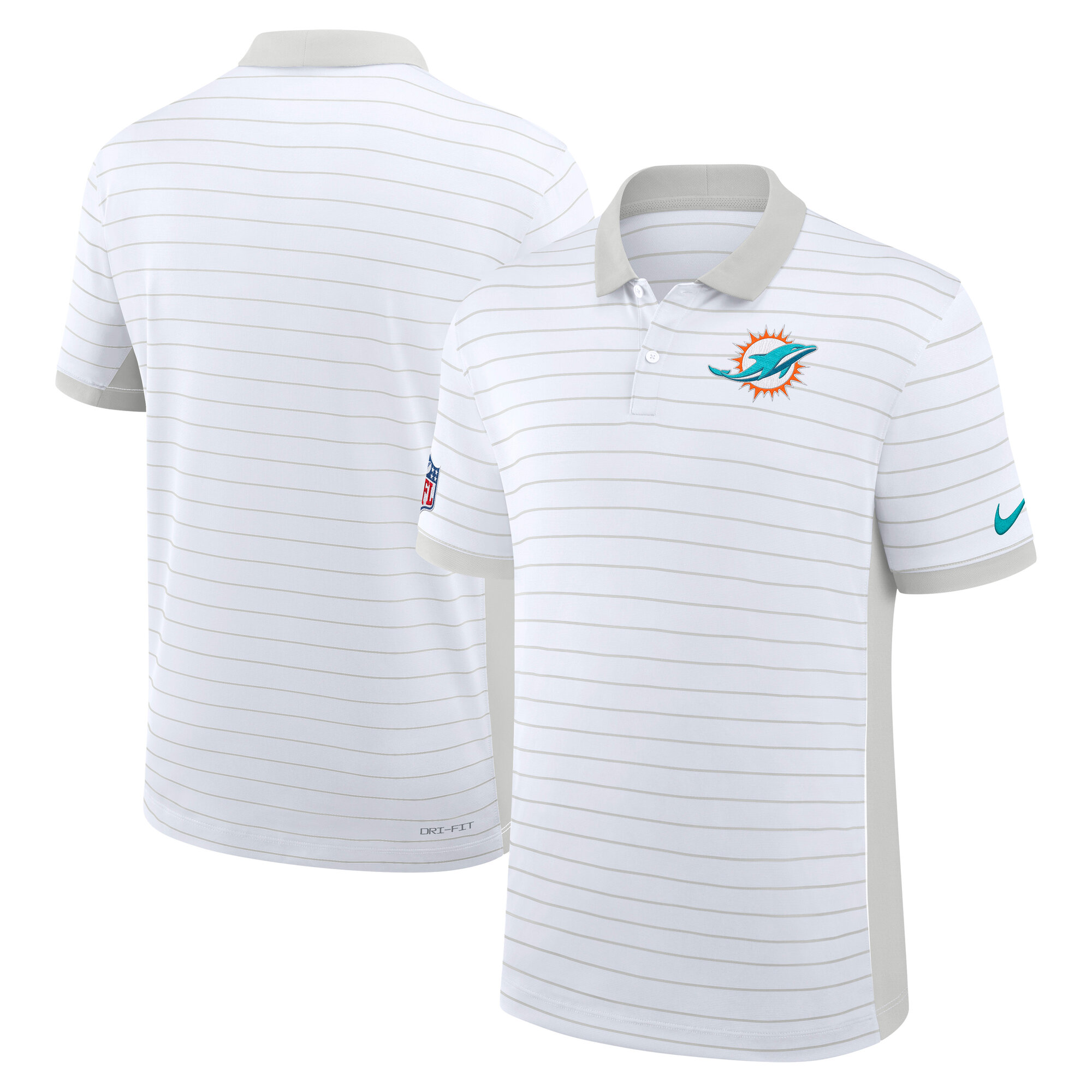 Men's Nike White Miami Dolphins Sideline Victory Stripe Dri-FIT Polo
