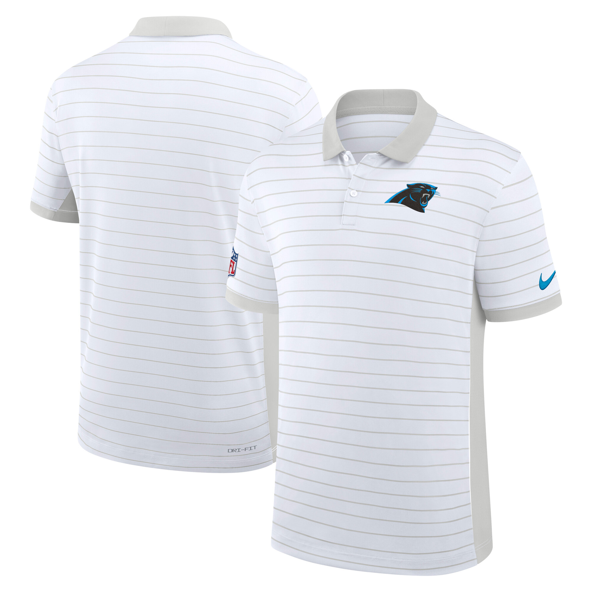 Men's Nike White Carolina Panthers Sideline Victory Stripe Dri-FIT Polo