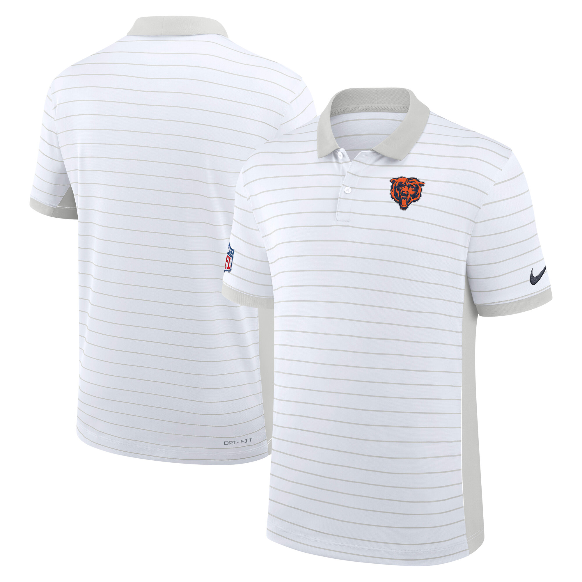 Men's Nike White Chicago Bears Sideline Victory Stripe Dri-FIT Polo