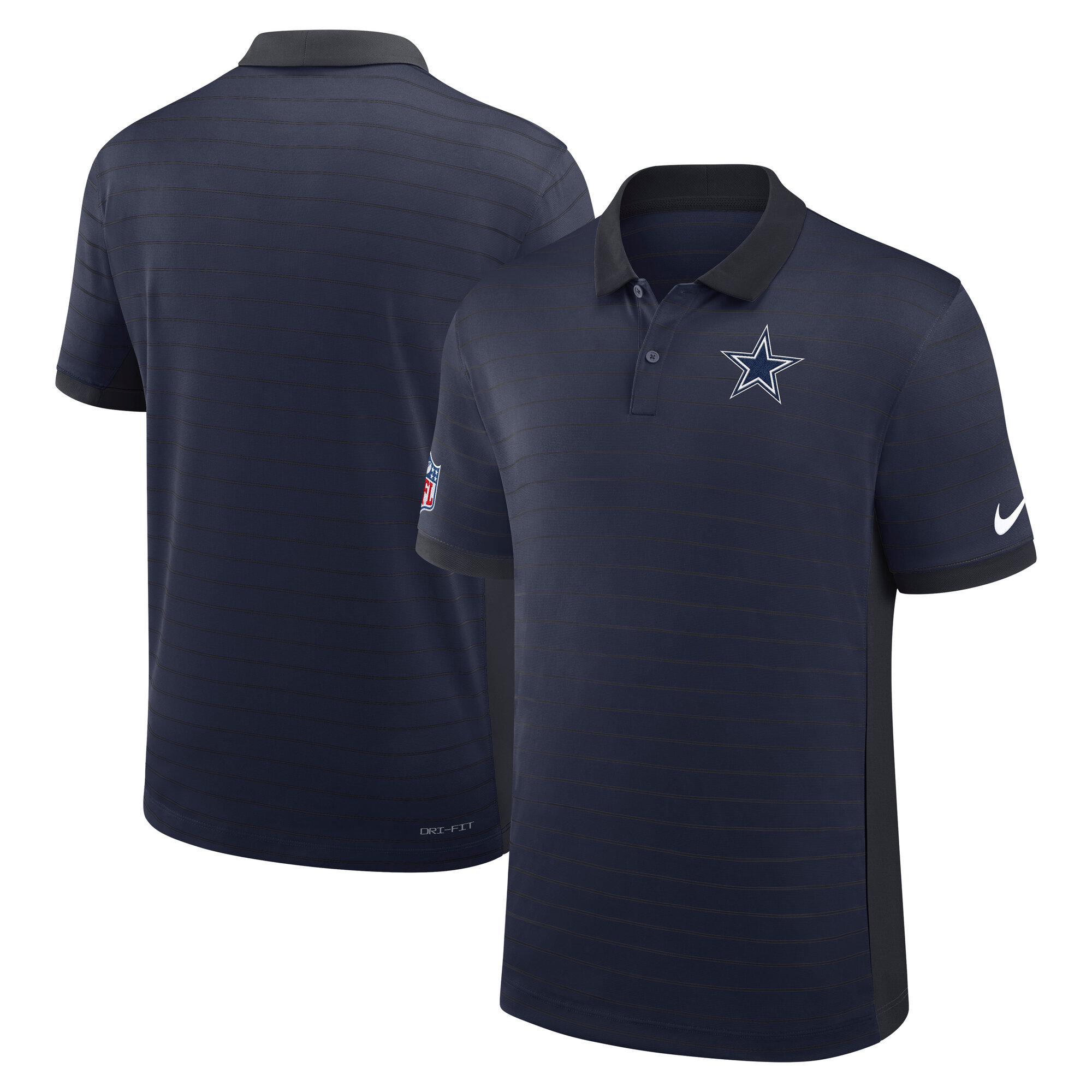Men's Nike Navy Dallas Cowboys Sideline Victory Stripe Dri-FIT Polo