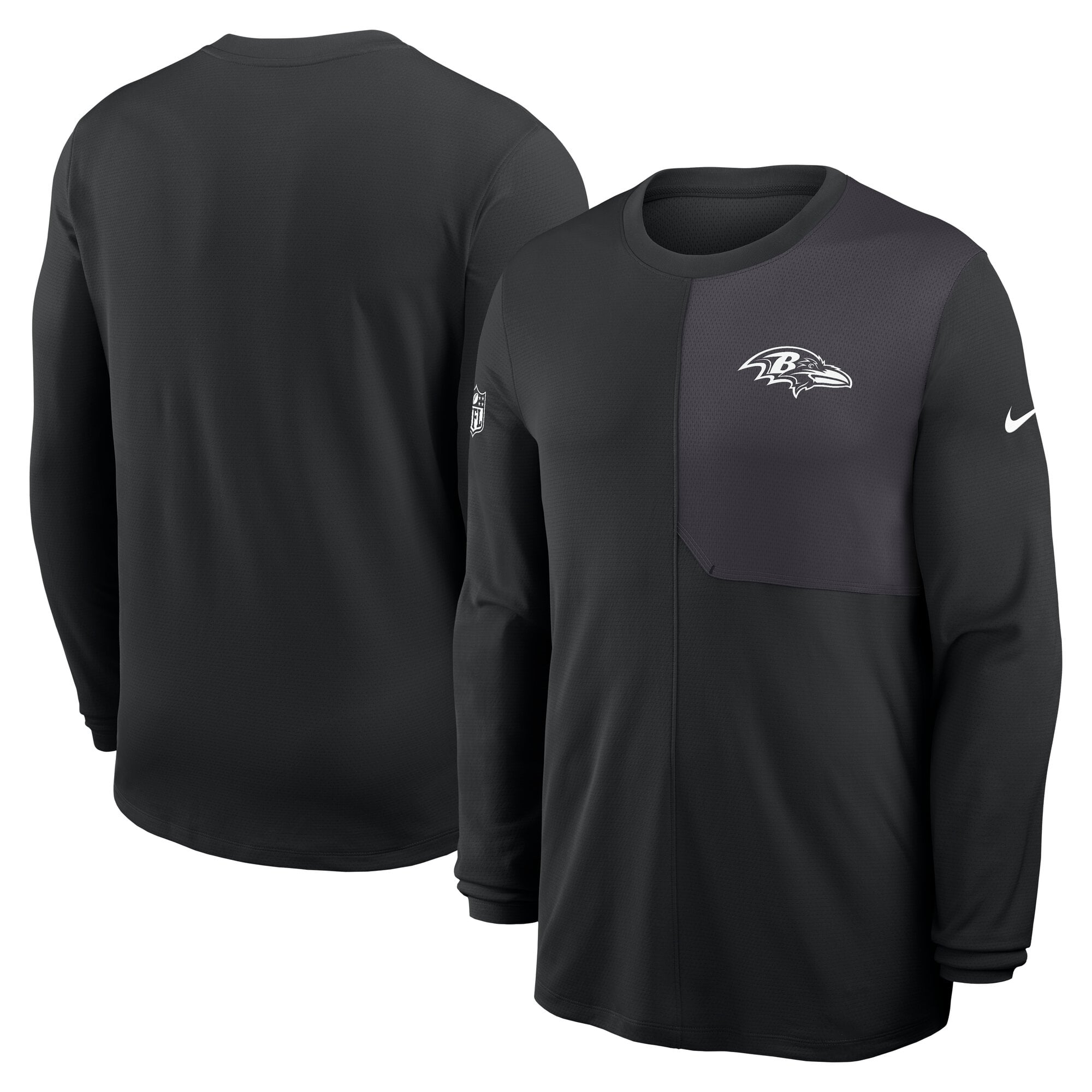 Men's Nike Black Baltimore Ravens Sideline Coach UV Dri-FIT Long Sleeve Shirt