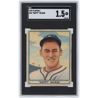 Happy Milnar Cleveland Indians 1941 Play Ball #33 SGC Authenticated 1.5 Card