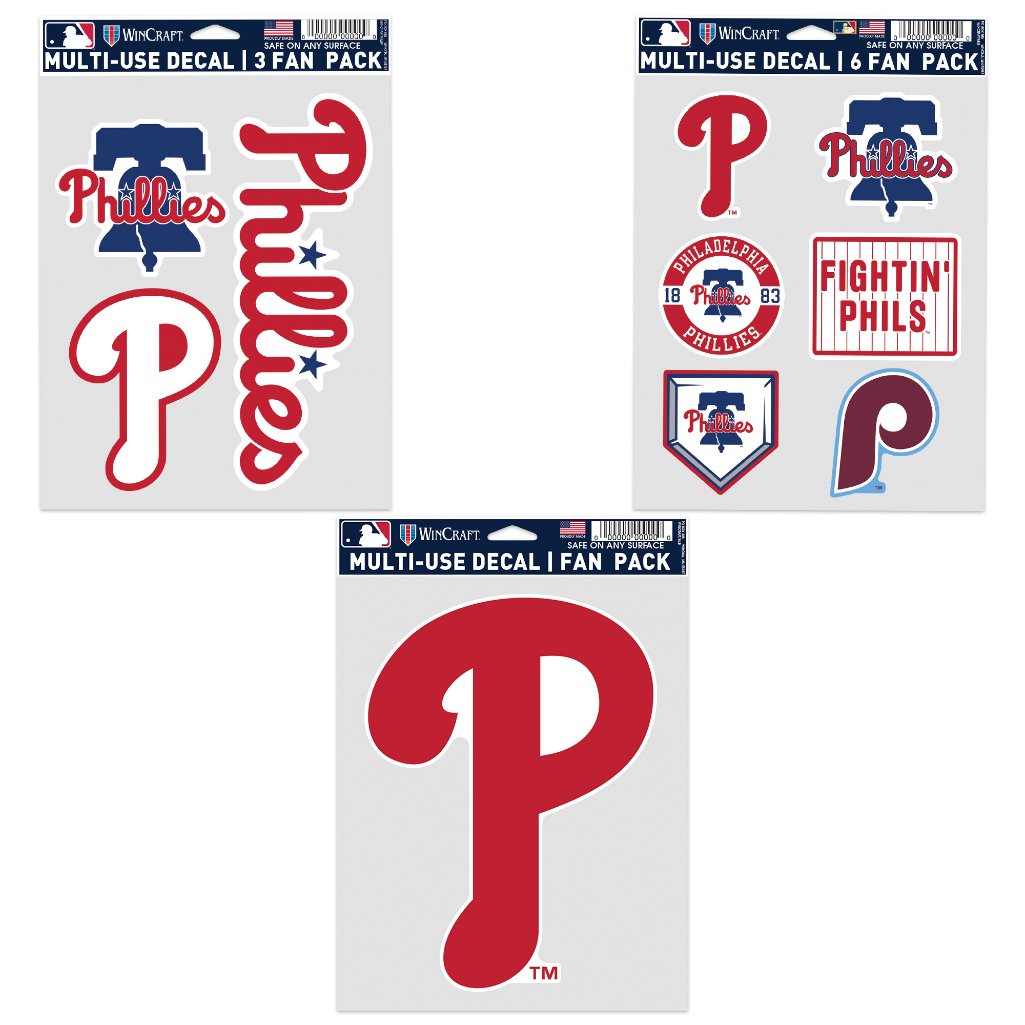 WinCraft Philadelphia Phillies Three-Pack Fan Decal Set