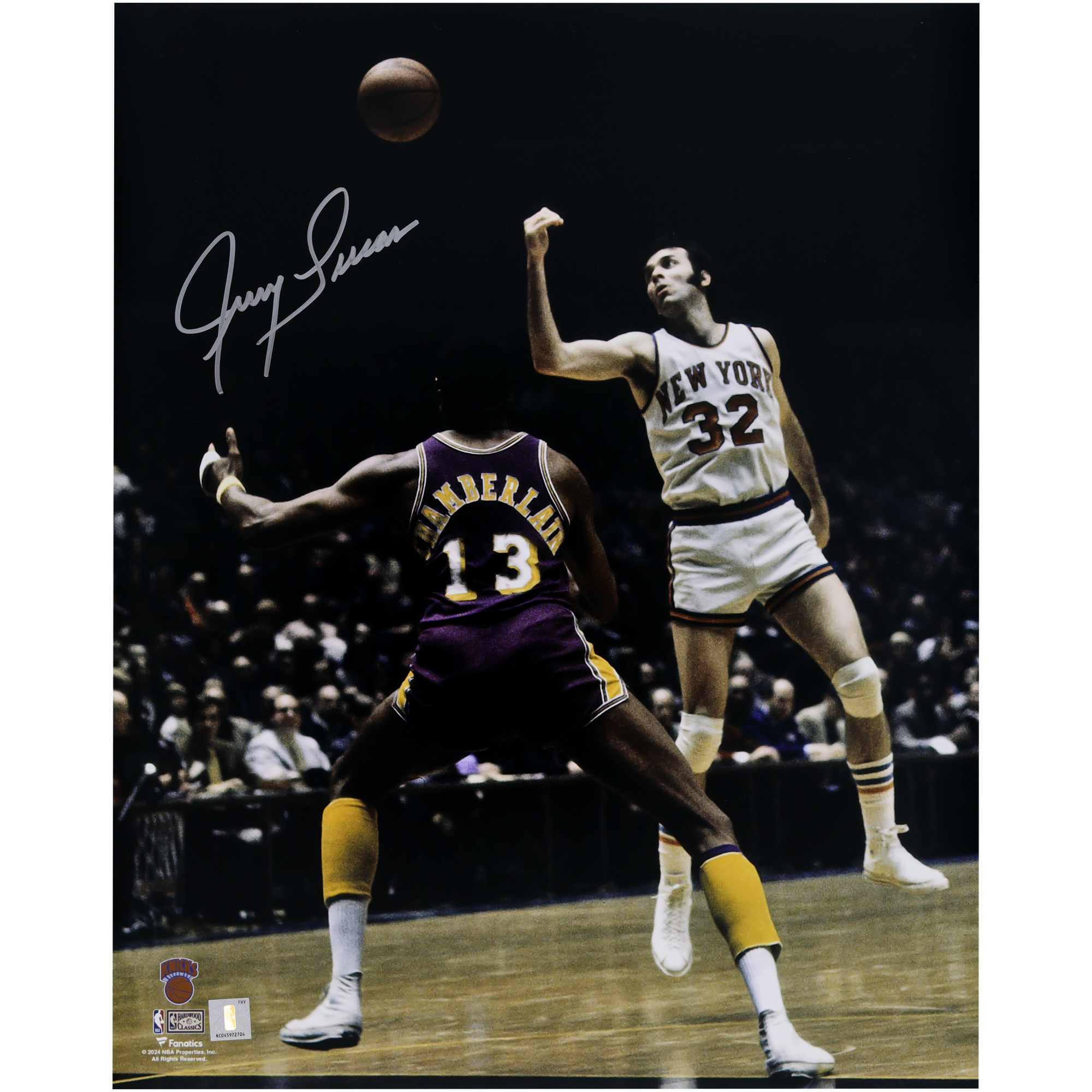Jerry Lucas New York Knicks Autographed 16″ x 20″ Passing vs. Los Angeles Lakers Photograph Jerry Lucas New York Knicks Autographed 16″ x 20″ Passing vs. Los Angeles Lakers Photograph