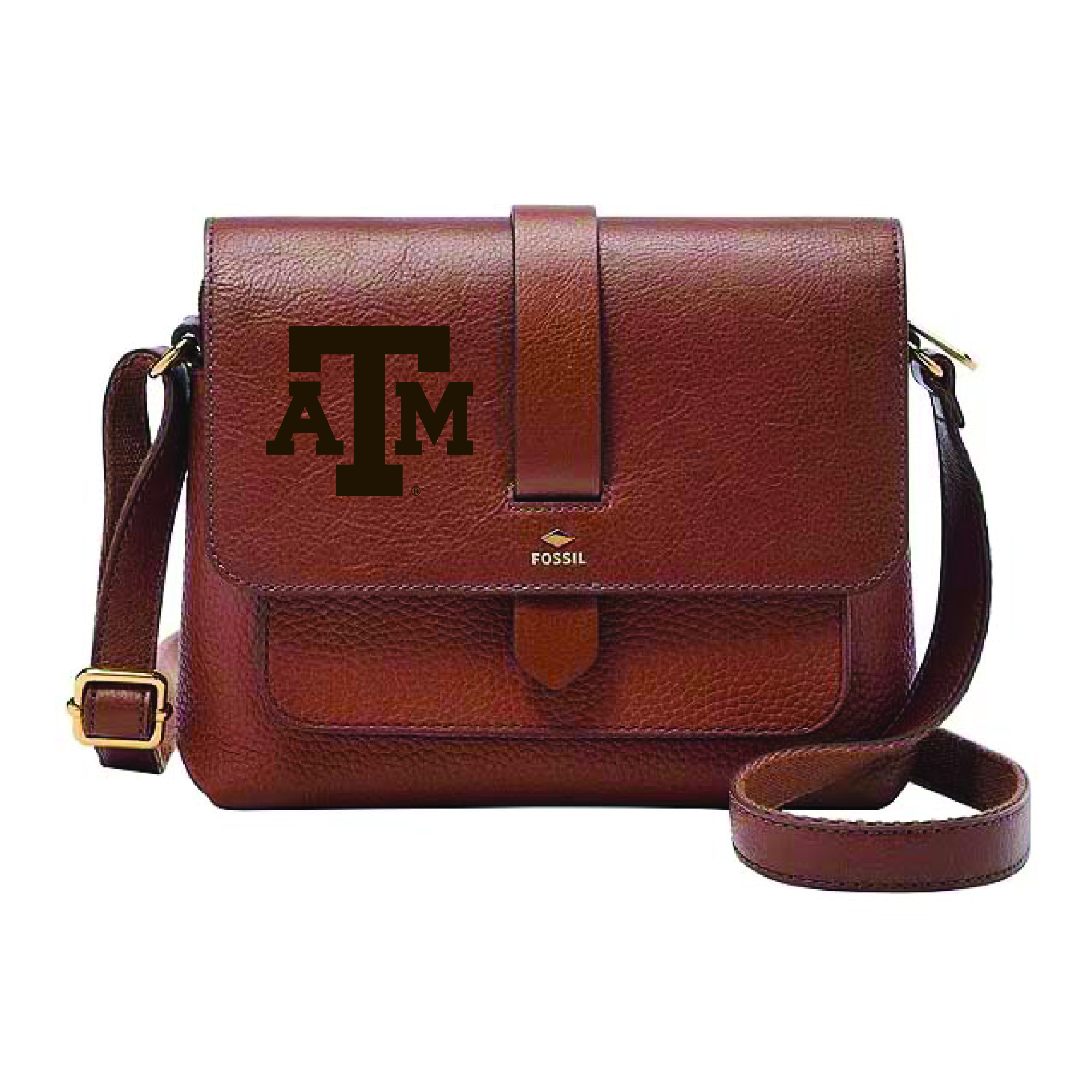 Fossil Texas A&M Aggies Kinley Brown Leather Small Crossbody Bag
