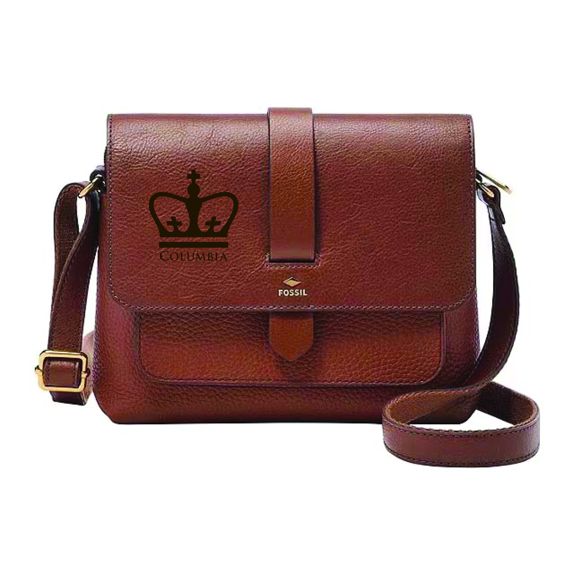 Fossil Columbia University Kinley Brown Leather Small Crossbody Bag