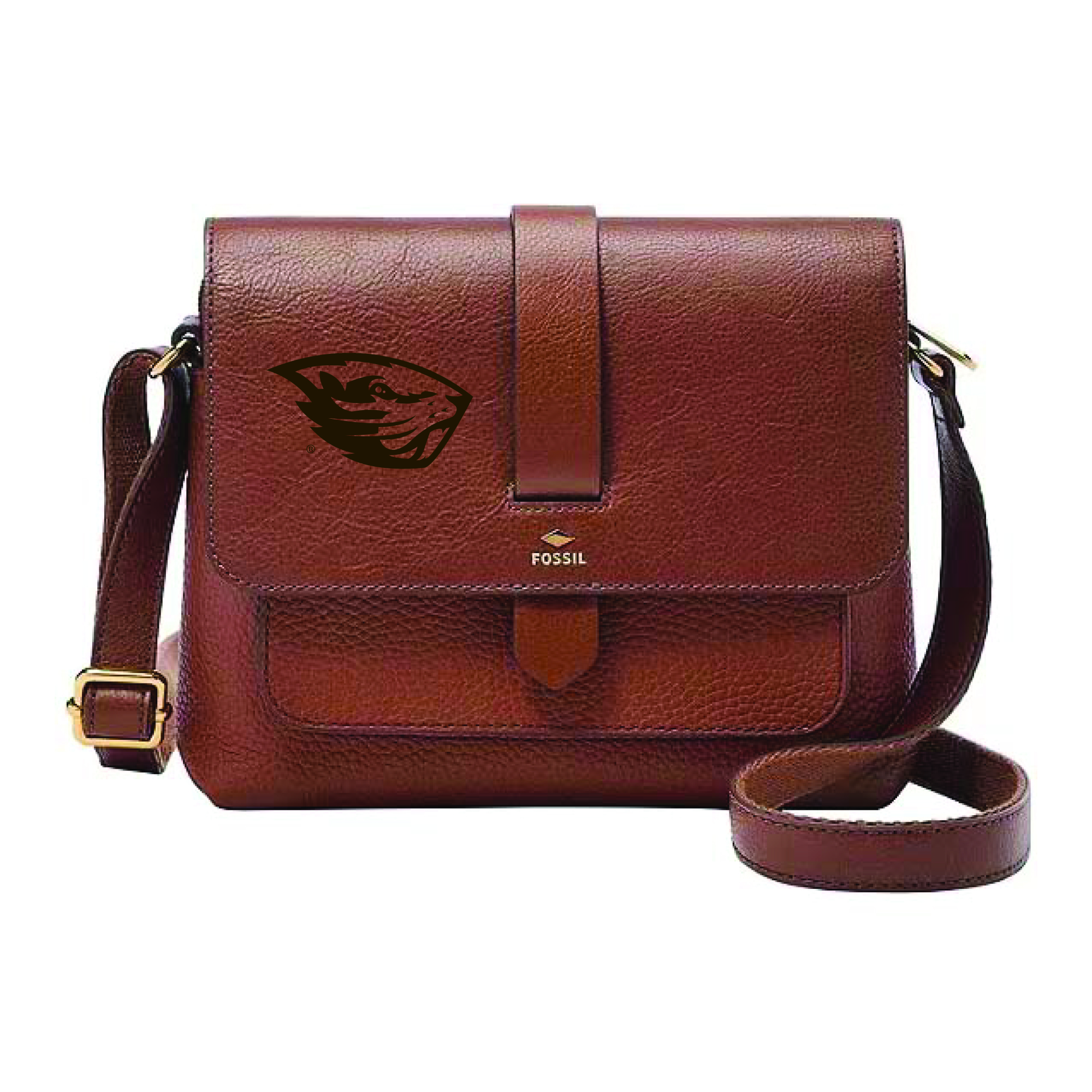 Fossil Oregon State Beavers Kinley Brown Leather Small Crossbody Bag