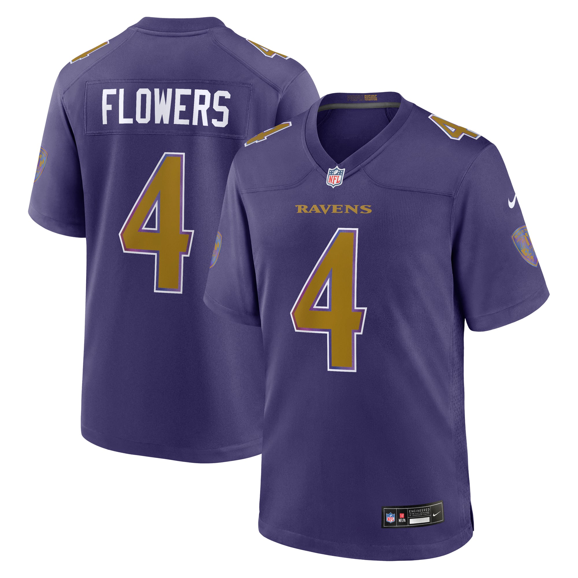 Men's Nike Zay Flowers Purple Baltimore Ravens Alternate Game Jersey