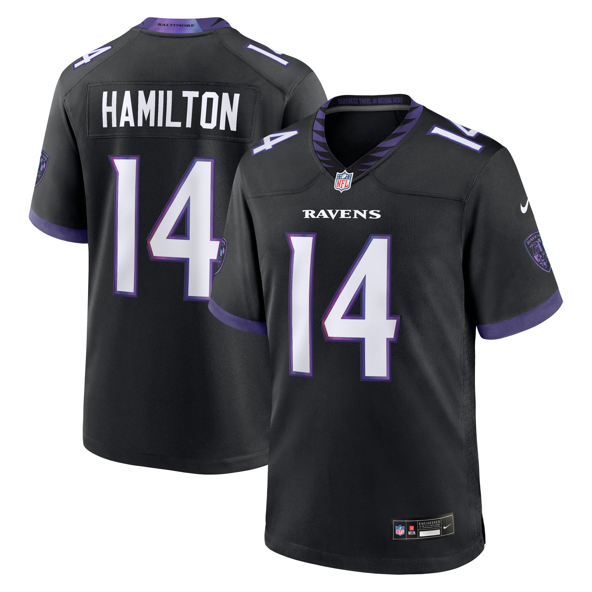 Camiseta de juego alternativa Nike Kyle Hamilton negra de los Baltimore Ravens para hombre