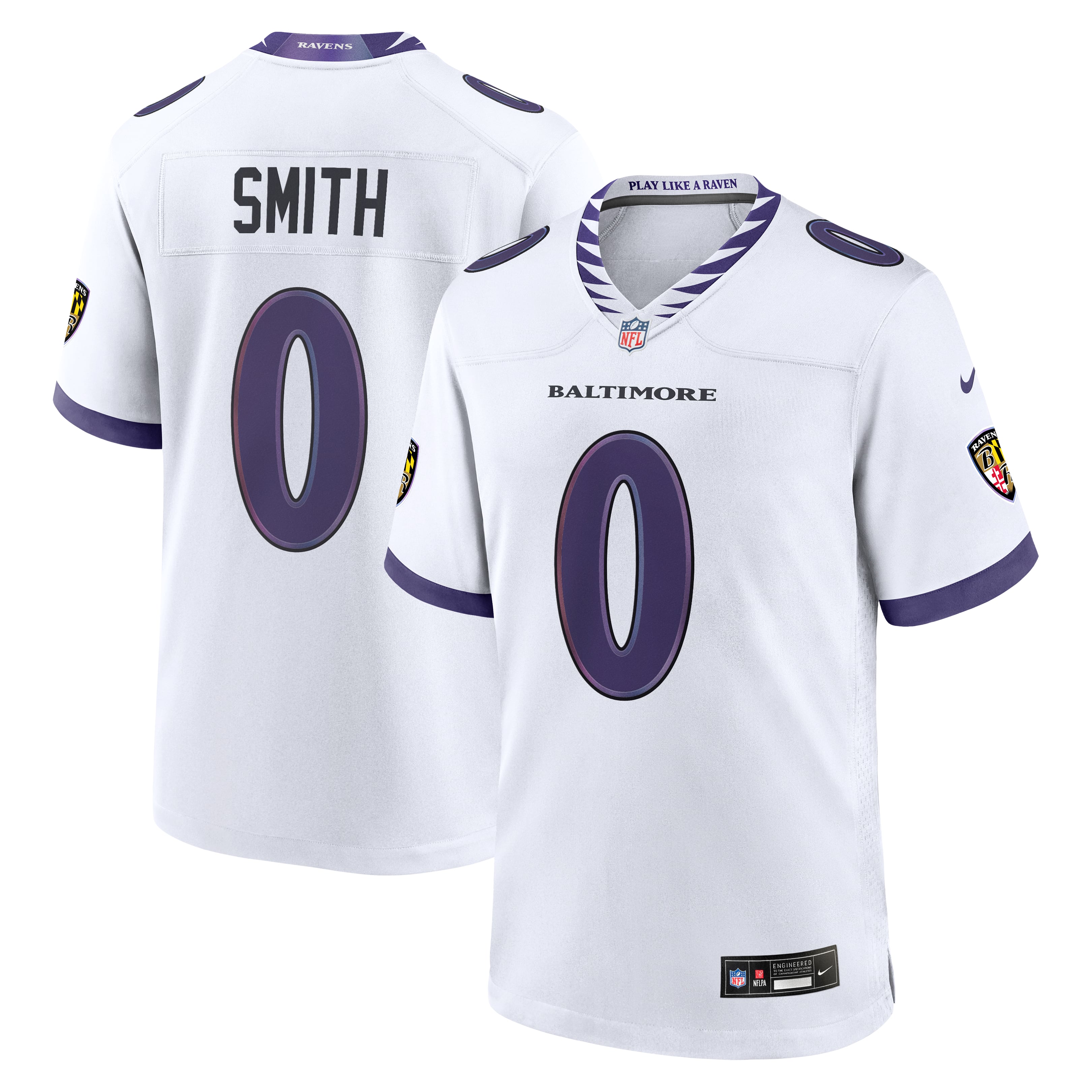 Men's Nike Roquan Smith White Baltimore Ravens Game Jersey