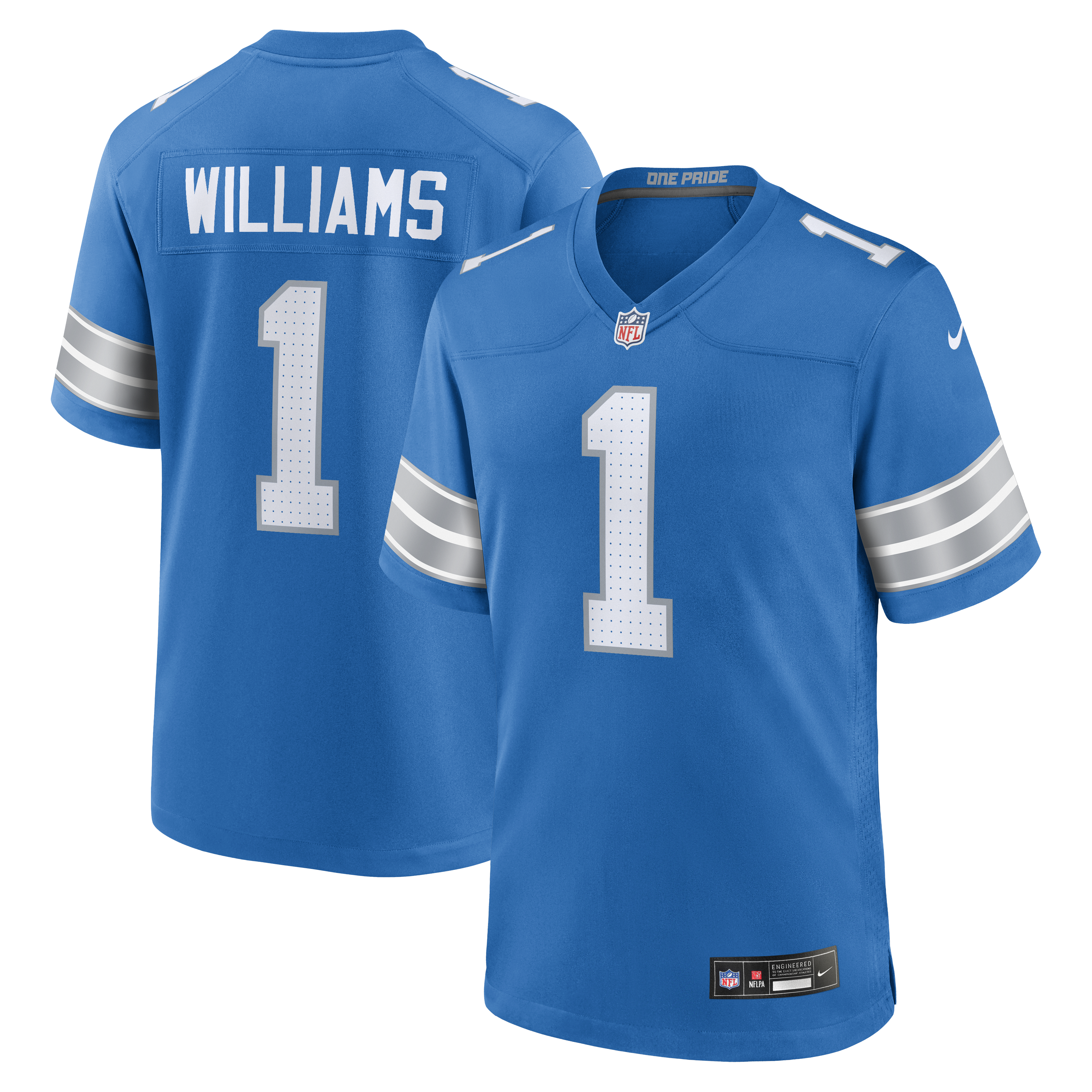 Men's Nike Jameson Williams Blue Detroit Lions Game Player Jersey