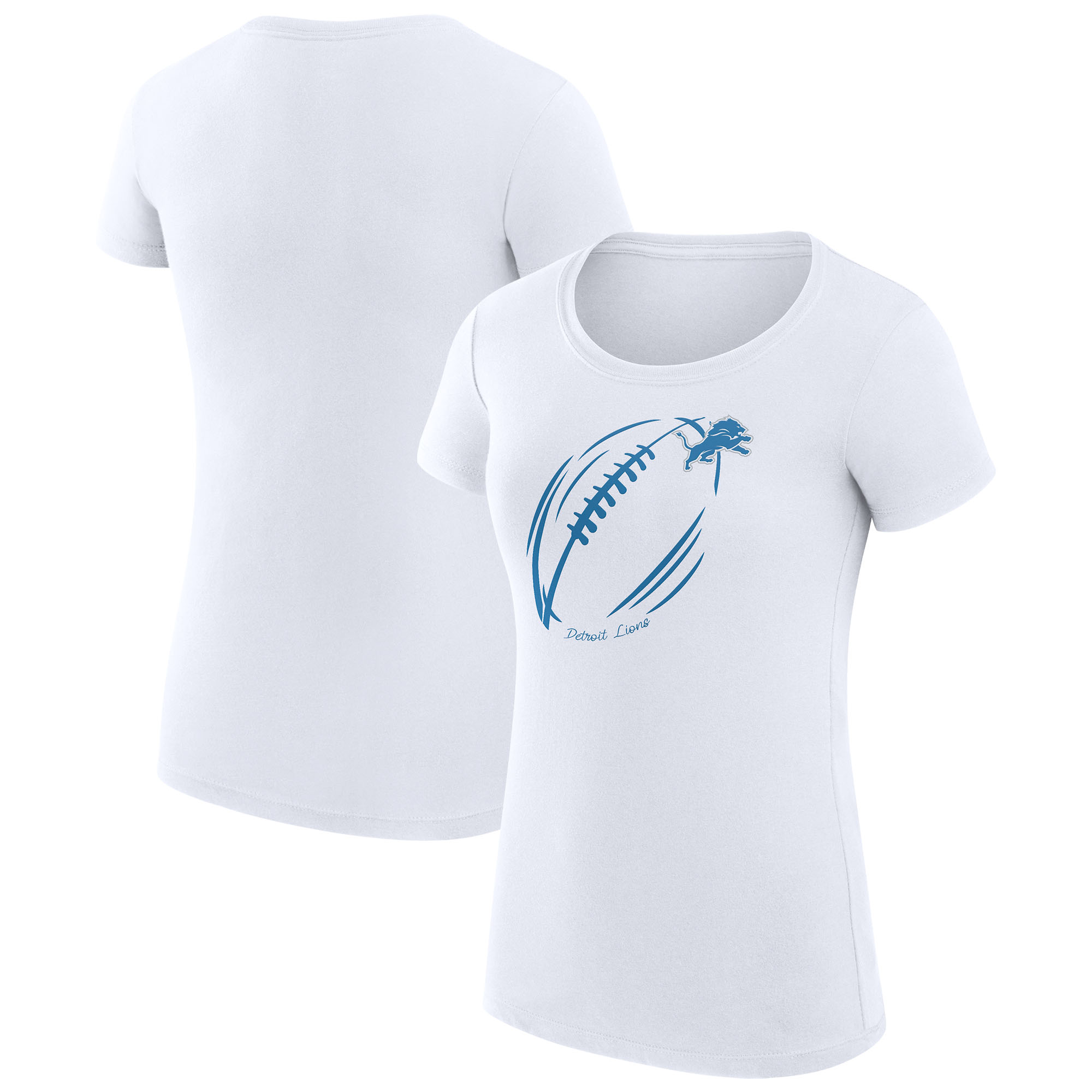 Women's G-III 4Her by Carl Banks White Detroit Lions Super-Slim Fit Lightweight Subtle Football T-Shirt