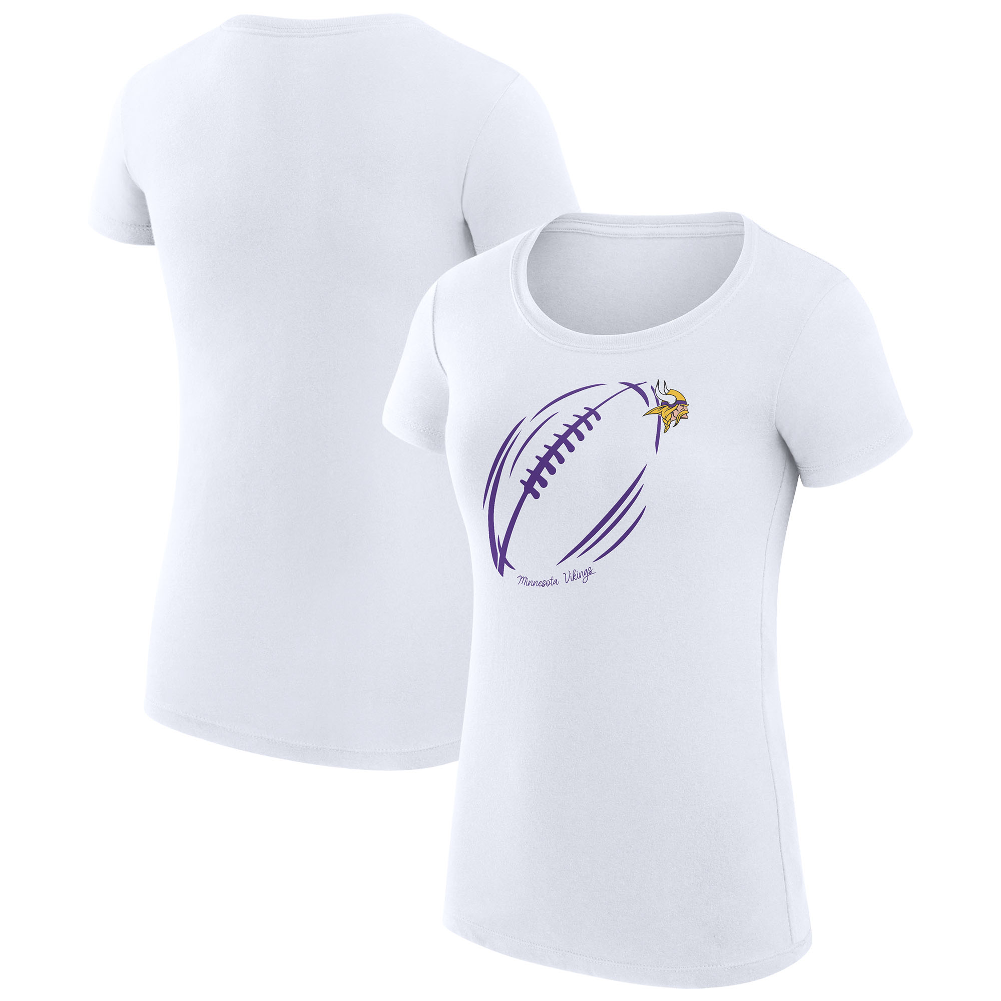 Women's G-III 4Her by Carl Banks White Minnesota Vikings Super-Slim Fit Lightweight Subtle Football T-Shirt