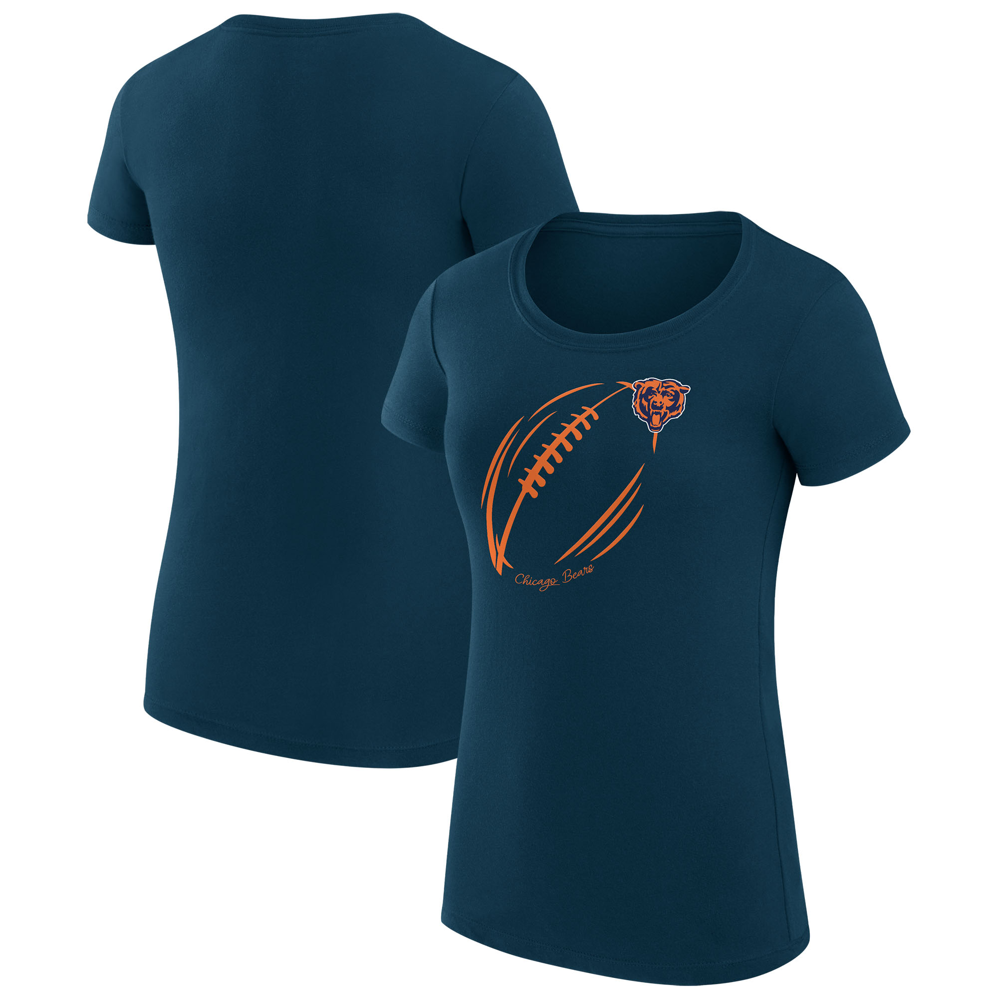 Women's G-III 4Her by Carl Banks Navy Chicago Bears Subtle Football Fitted T-Shirt