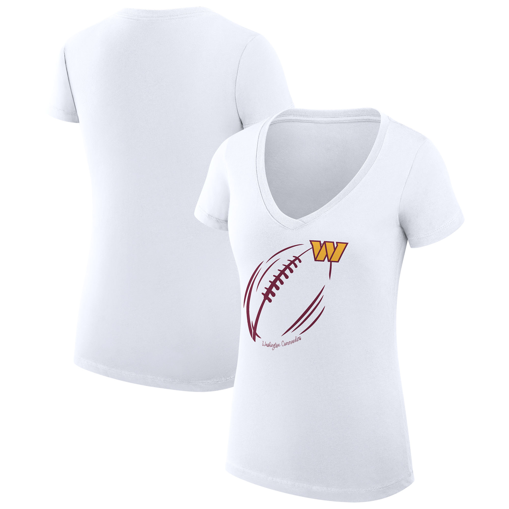 Women's G-III 4Her by Carl Banks White Washington Commanders Super-Slim Fit Lightweight Subtle Football V-Neck T-Shirt