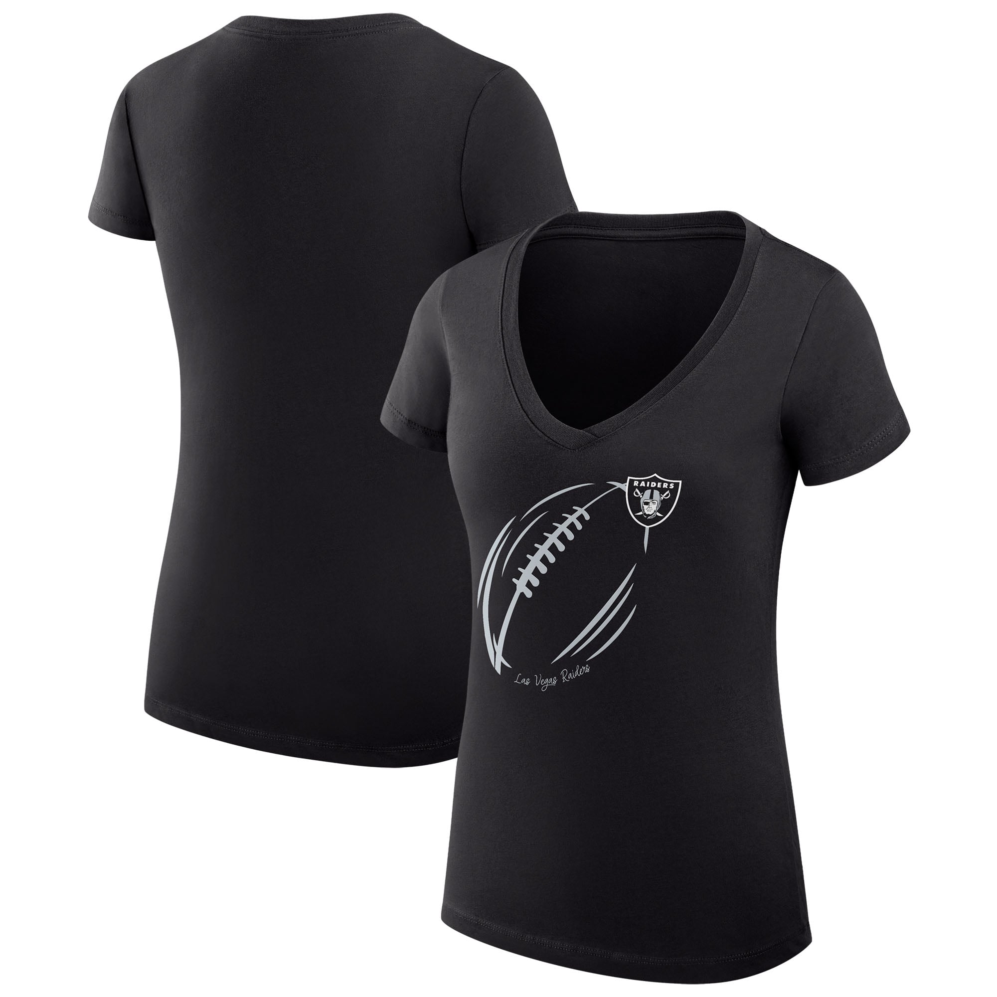 Women’s G-III 4Her by Carl Banks Black Las Vegas Raiders Super-Slim Fit Lightweight Subtle Football V-Neck T-Shirt Women’s G-III 4Her by Carl Banks Black Las Vegas Raiders Super-Slim Fit Lightweight Subtle Football V-Neck T-Shirt
