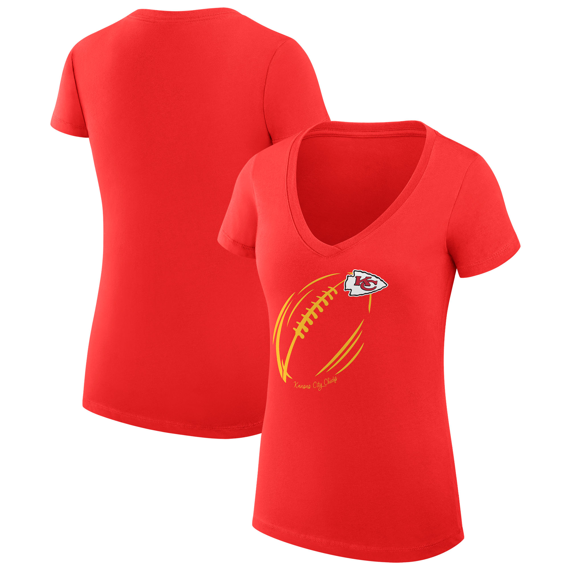 Women's G-III 4Her by Carl Banks Red Kansas City Chiefs Super-Slim Fit Lightweight Subtle Football V-Neck T-Shirt