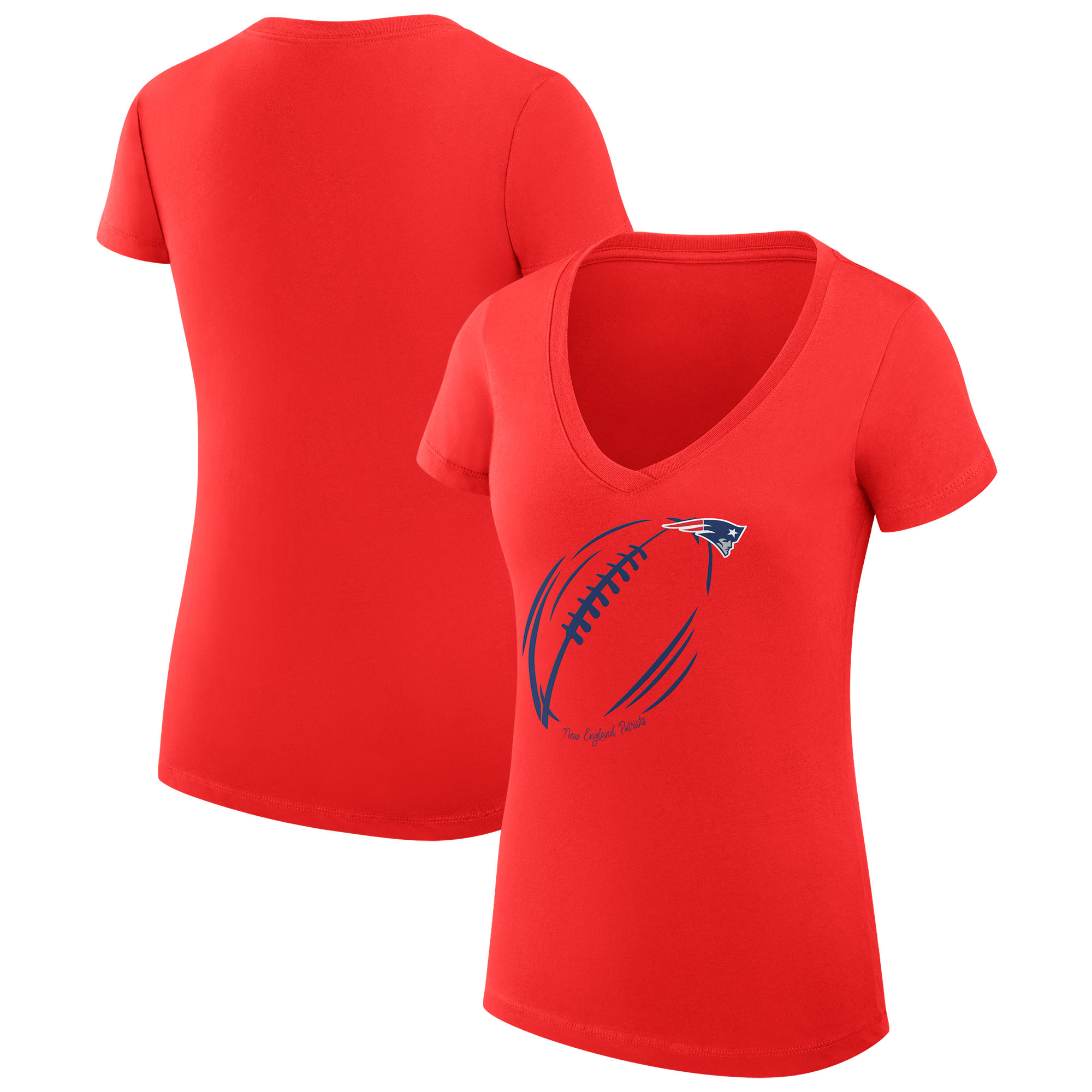 Women's G-III 4Her by Carl Banks Red New England Patriots Subtle Football Fitted V-Neck T-Shirt