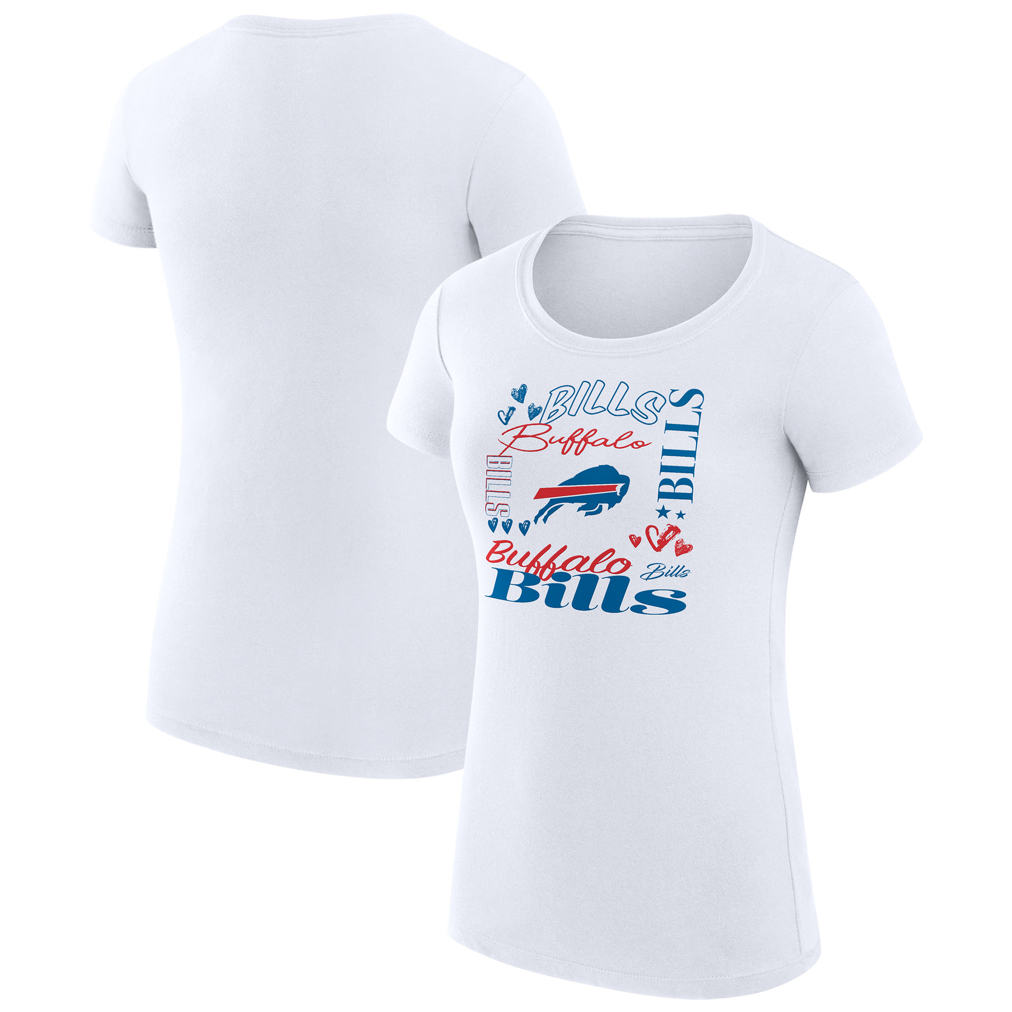 Women's G-III 4Her by Carl Banks White Buffalo Bills Super-Slim Fit Lightweight Collage Team T-Shirt